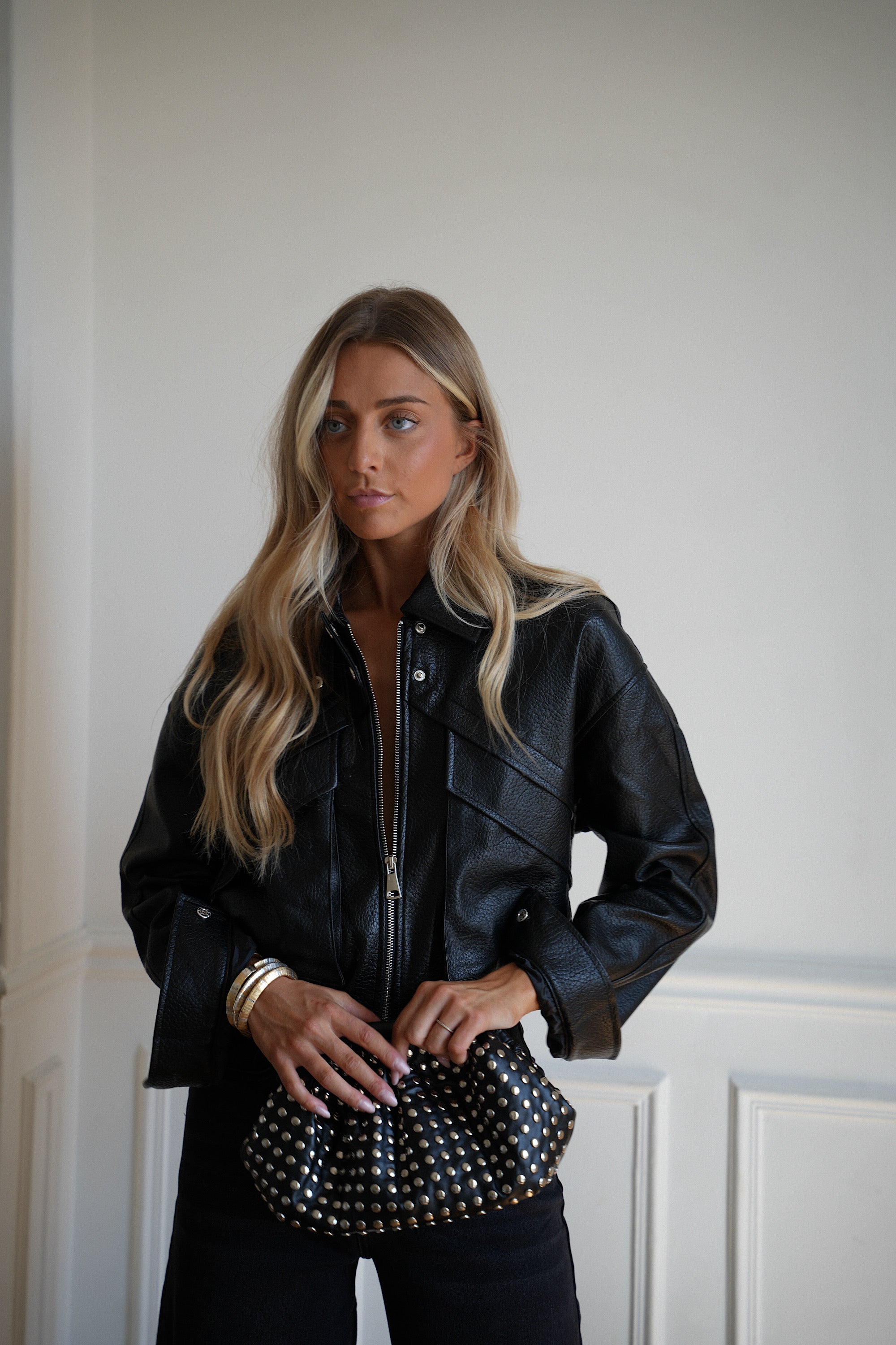 Soly noire - Veste en similicuir