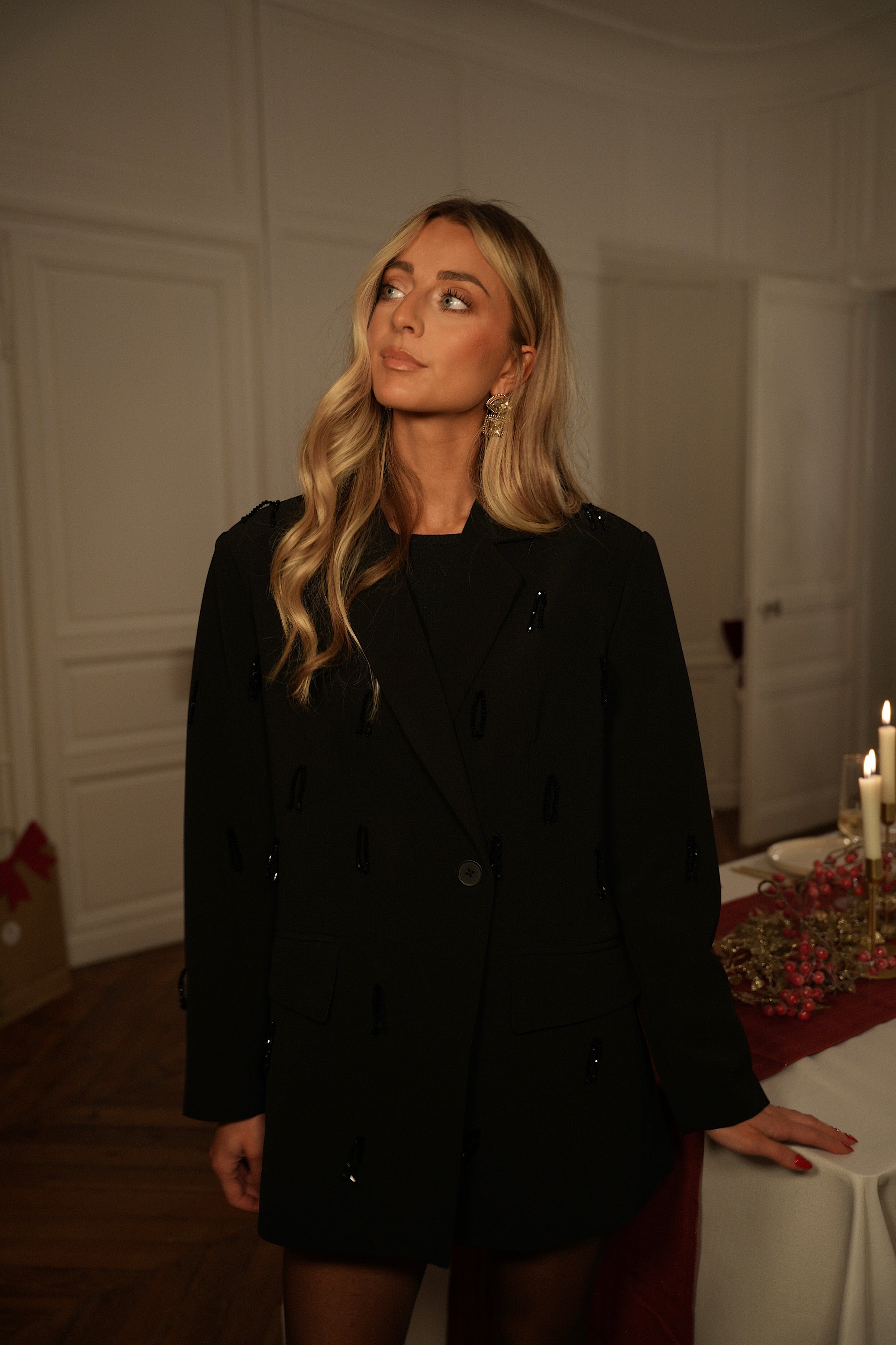 Loana noire - Blazer à perles premium