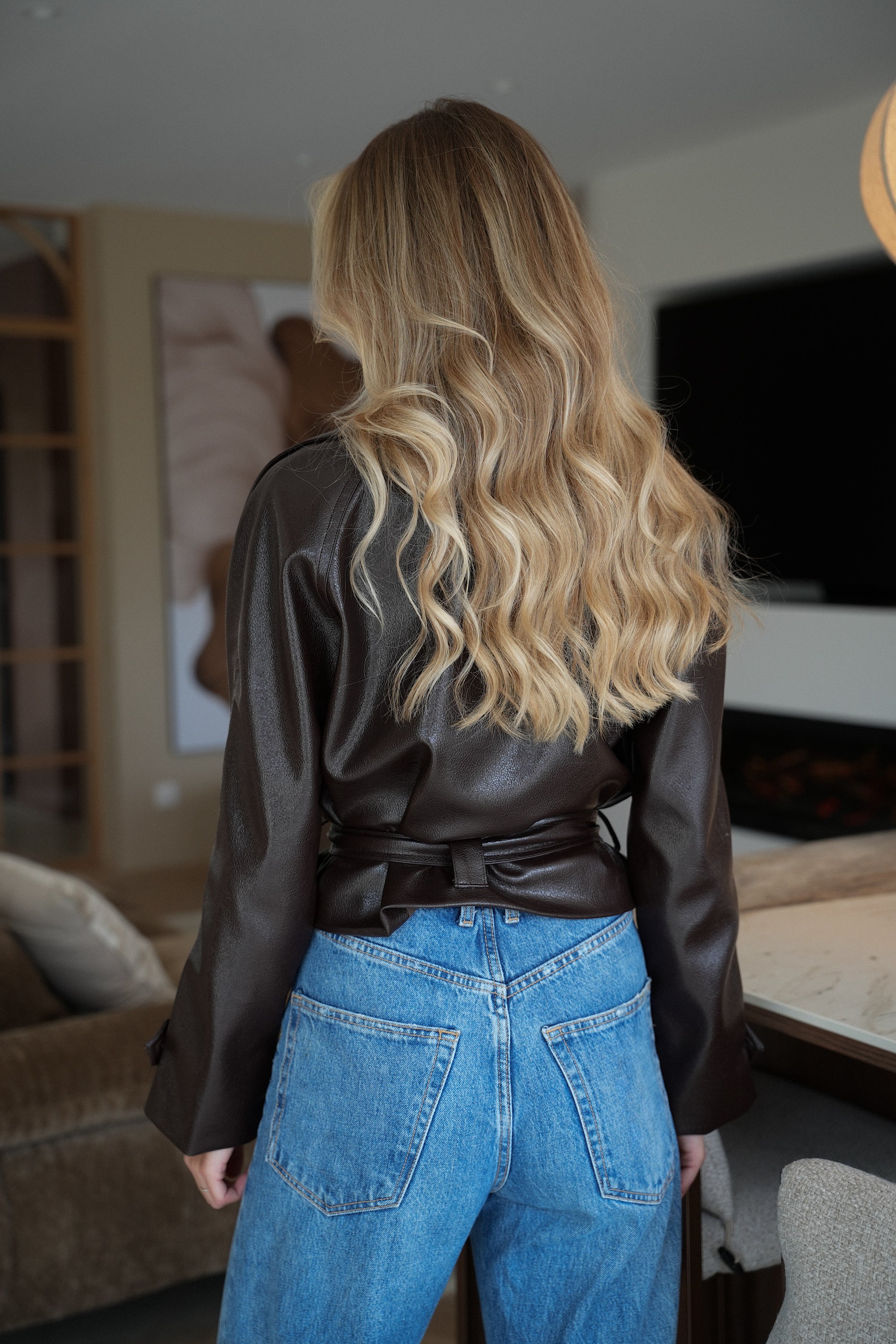 Zoa chocolat - Veste en similicuir