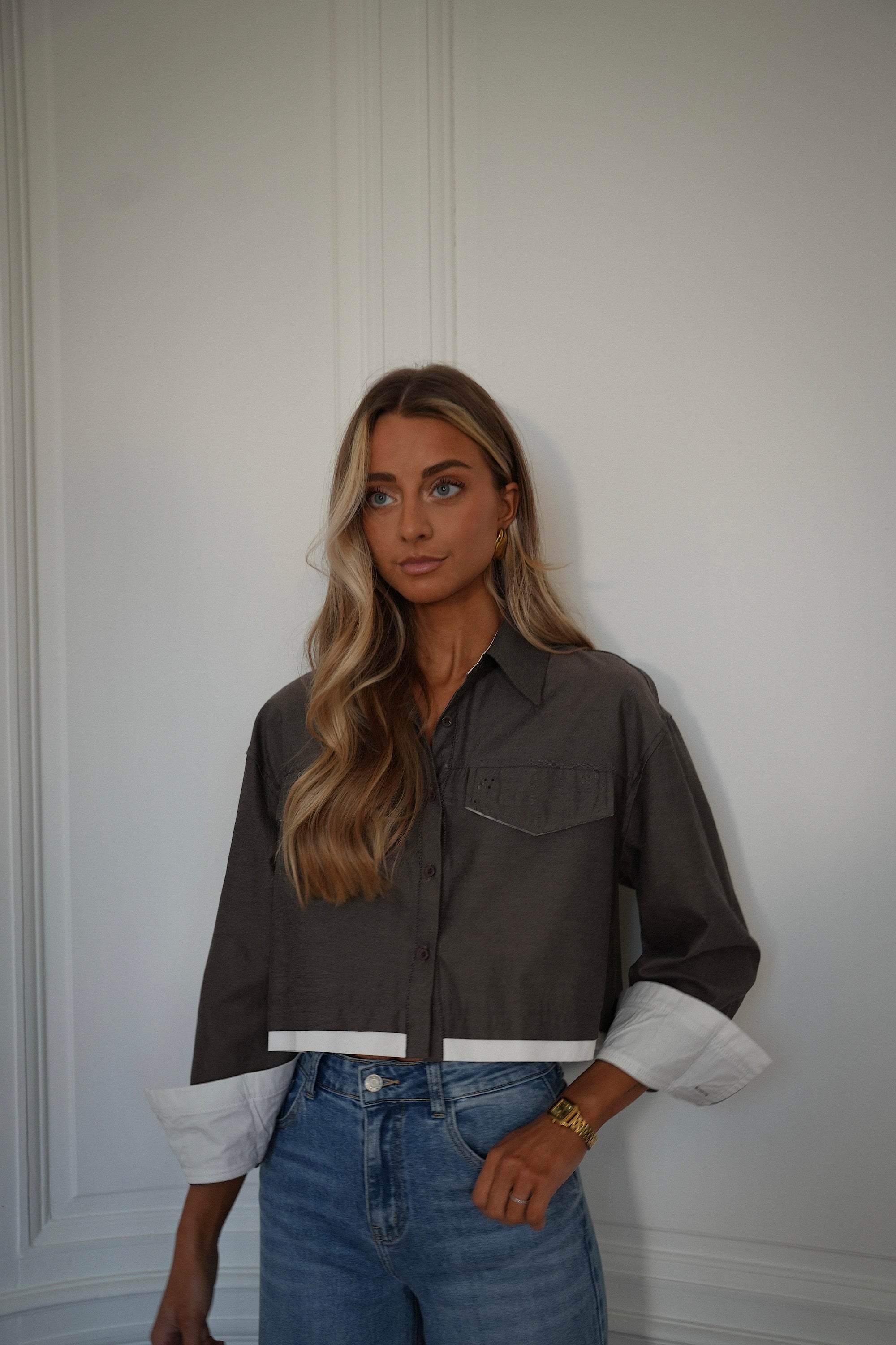 Valencia taupe - Chemise crop