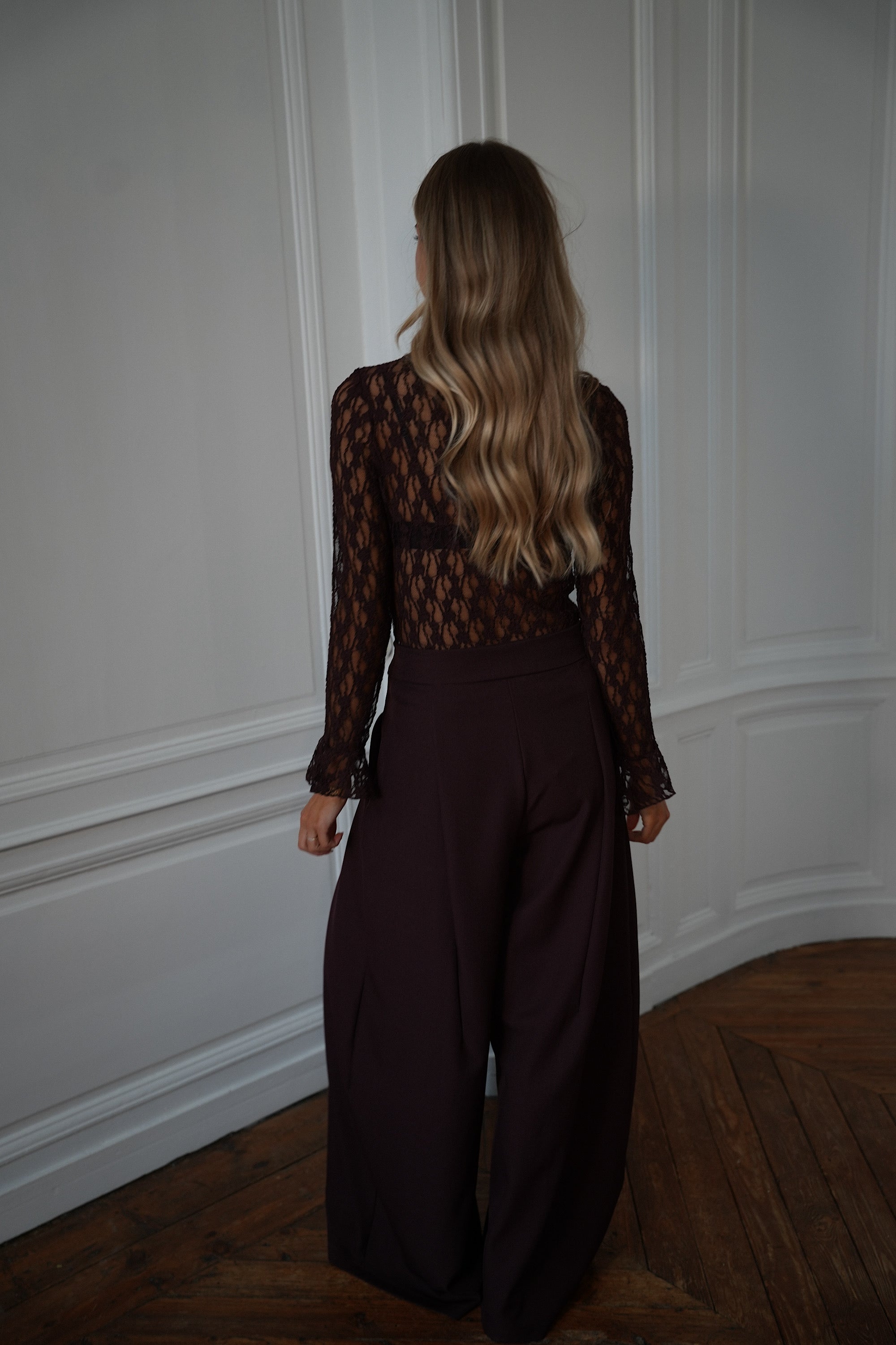 Eveline prune - Blouse en dentelle