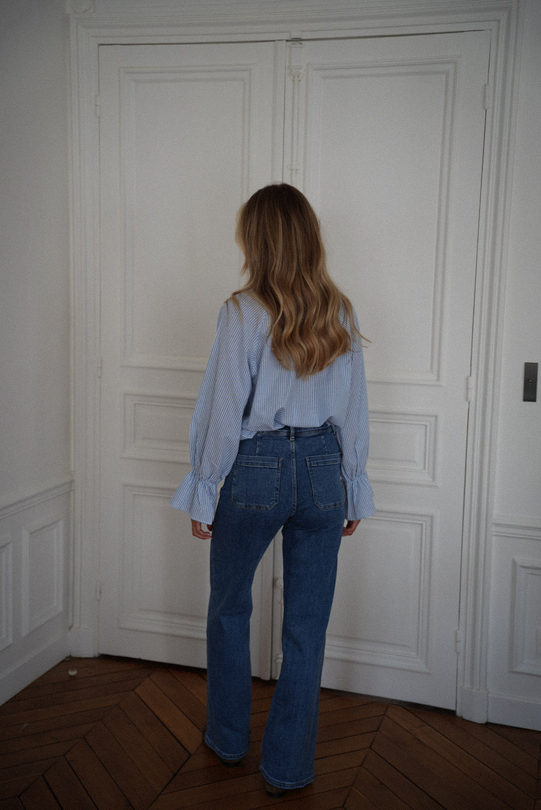 Meghan bleue - Blouse à noeud