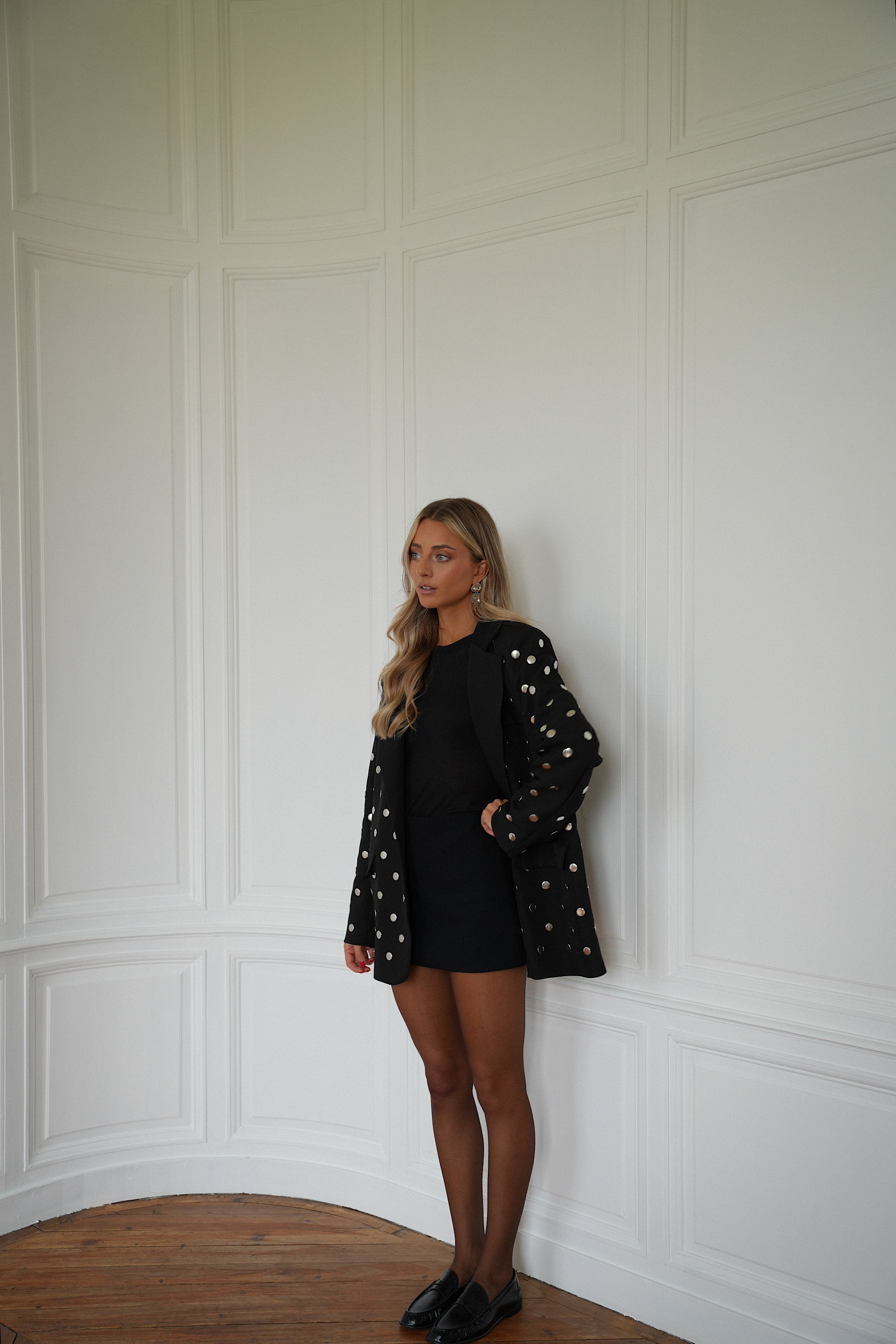 Mily noire - Veste blazer cloutée