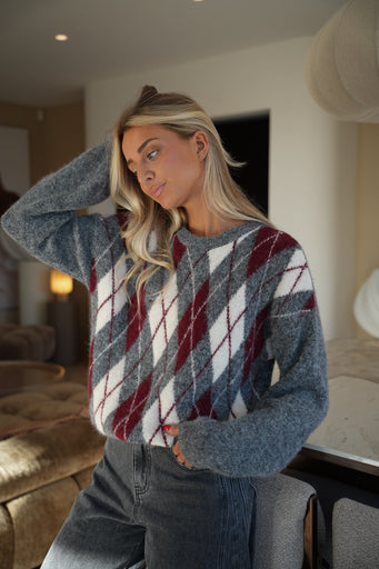 Ortense gris - Pull losanges