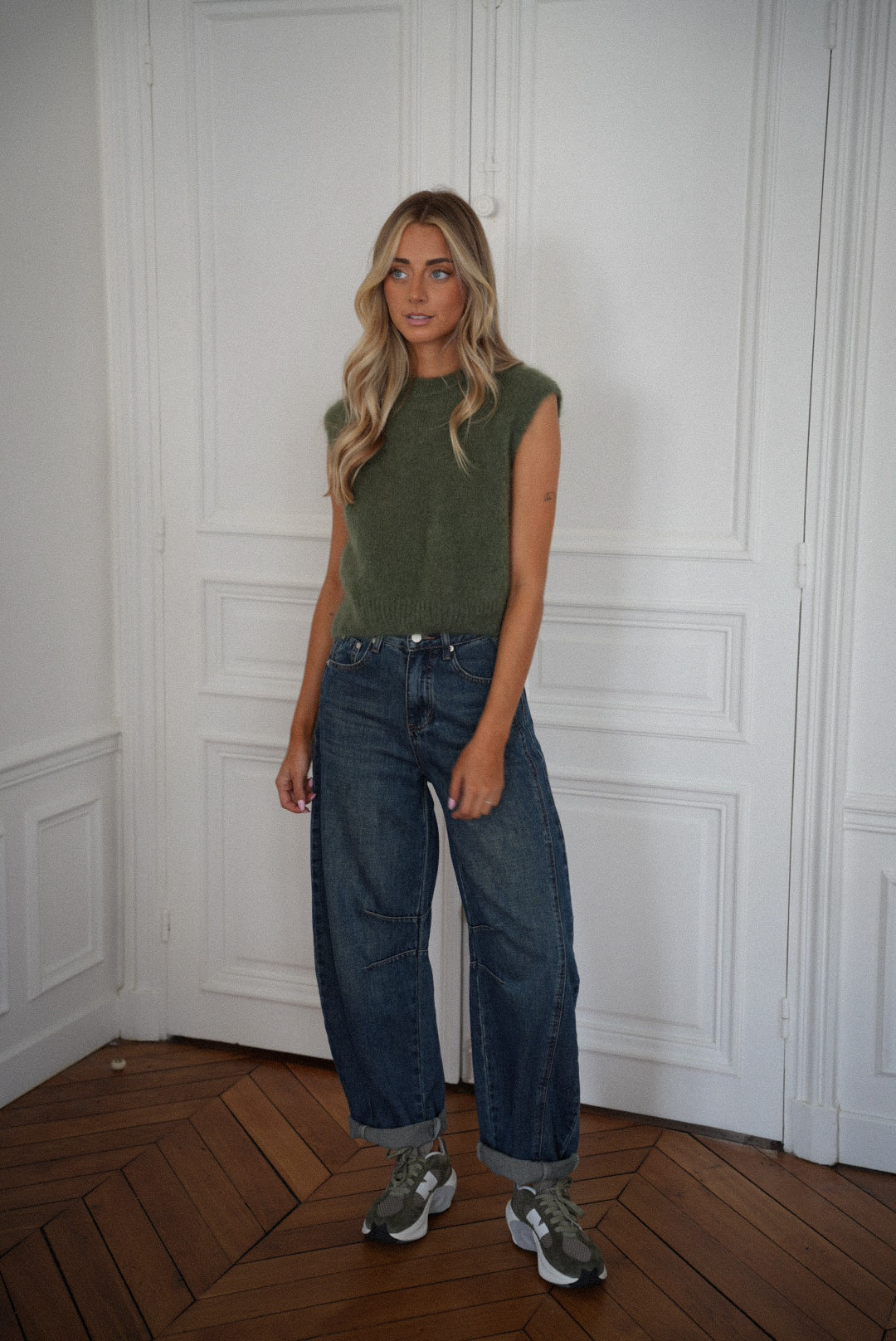 Polino kaki - Pull sans manches