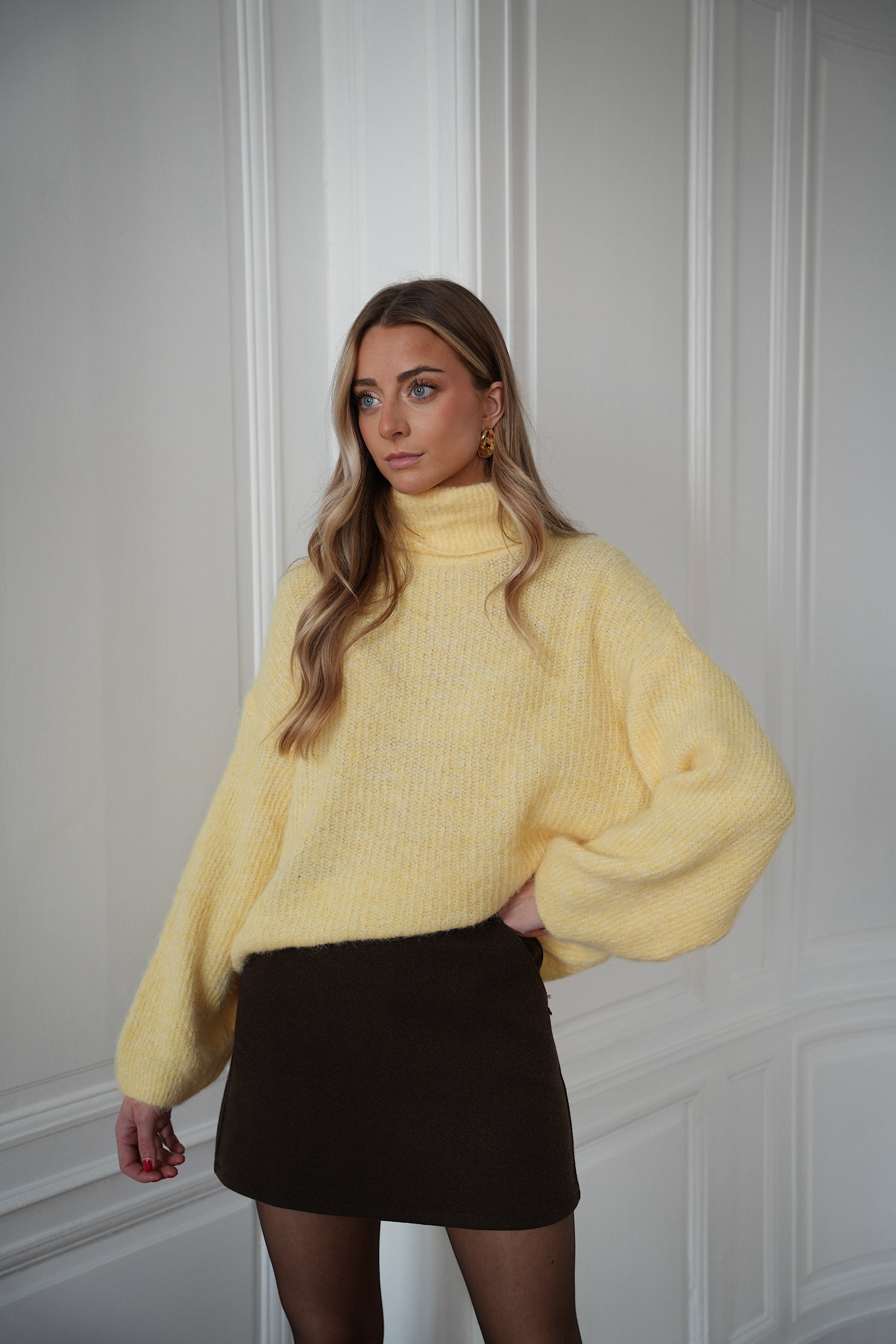 Sora jaune - Pull col roulé