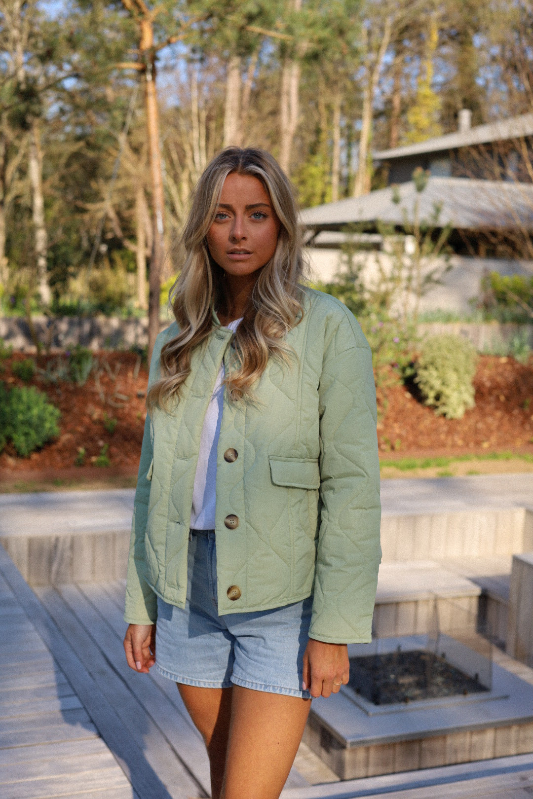 Charline vert d’eau - Veste matelassée