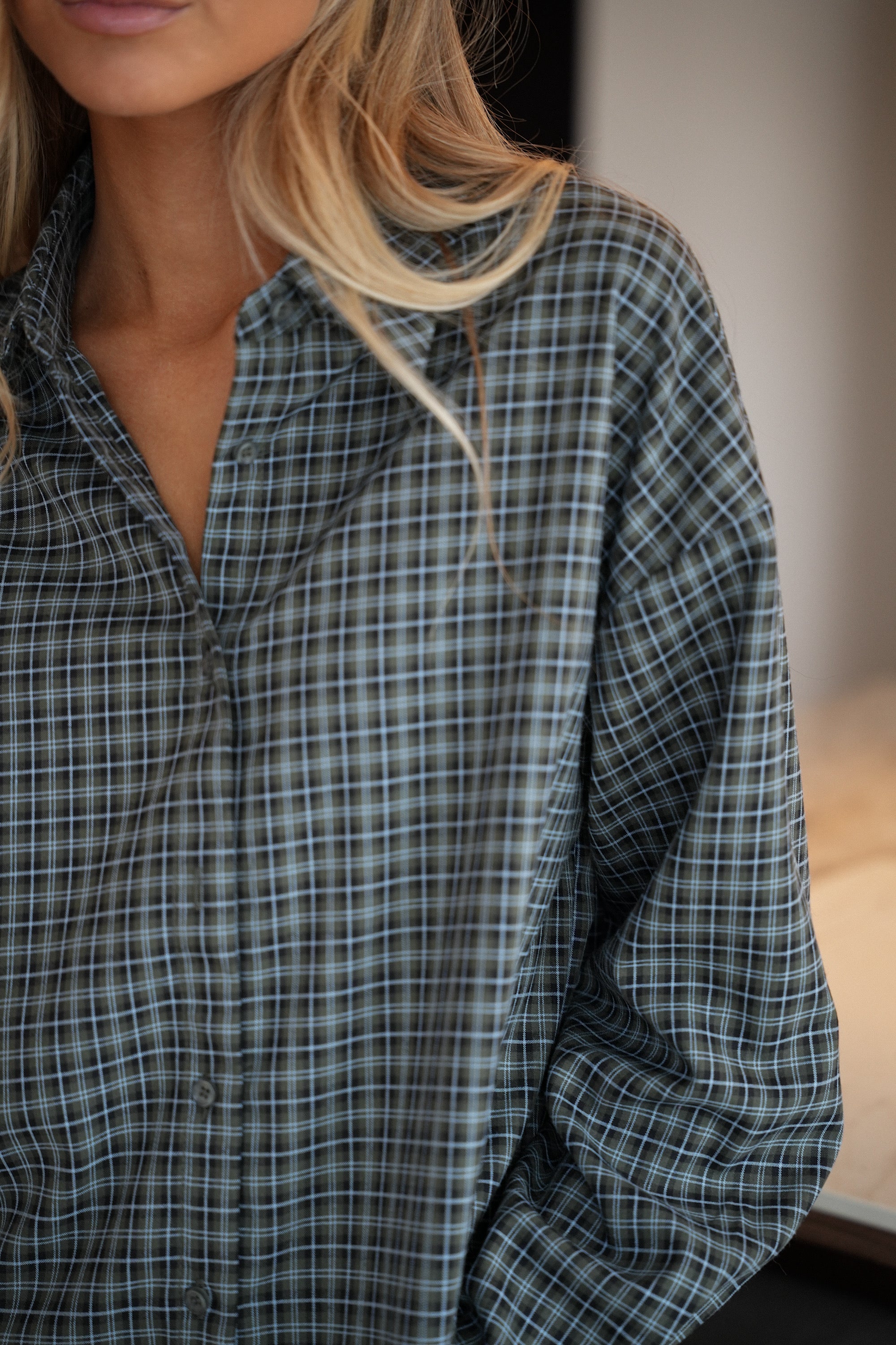 Maelline bleue - Chemise à carreaux