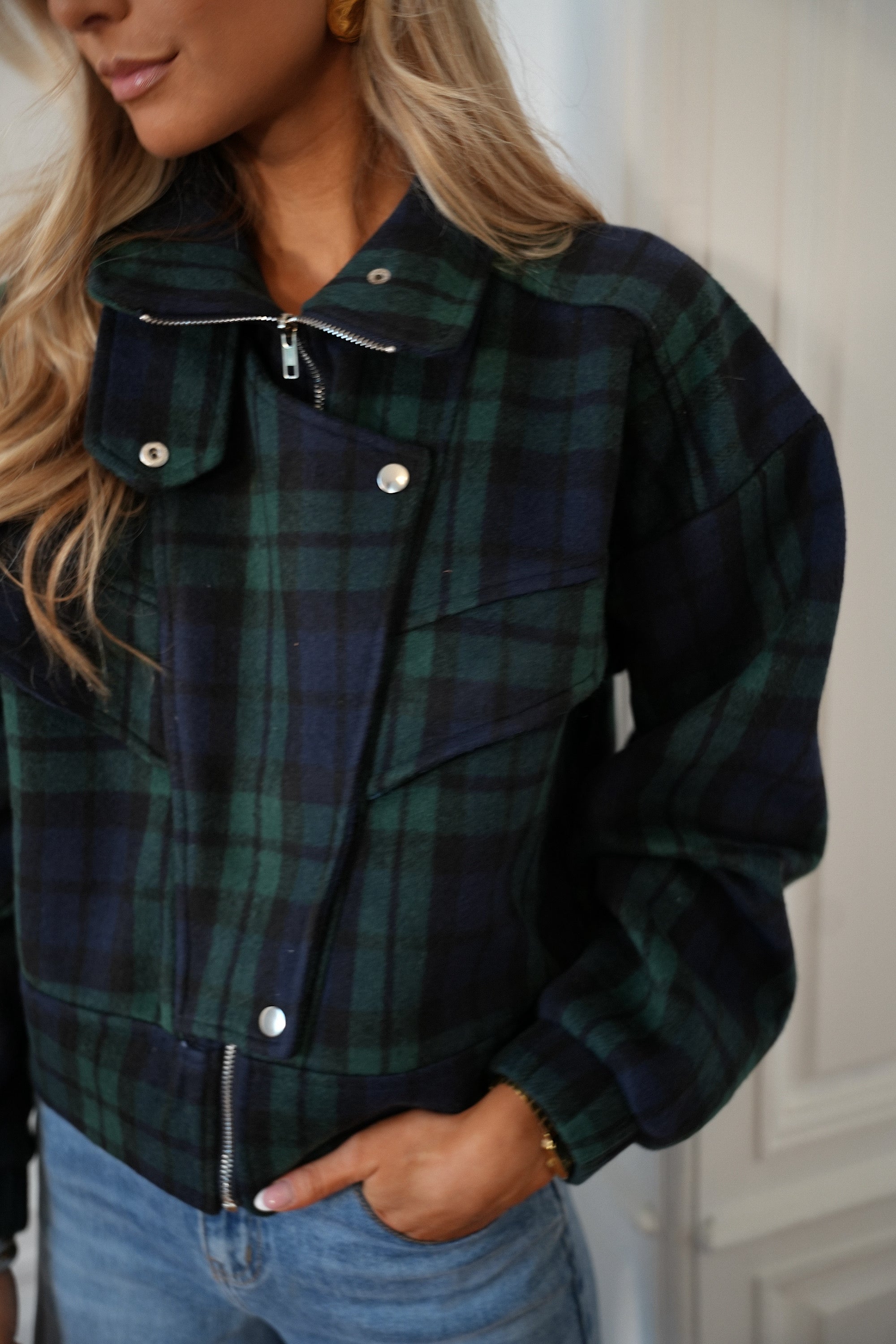 Riana bleue - Veste à carreaux