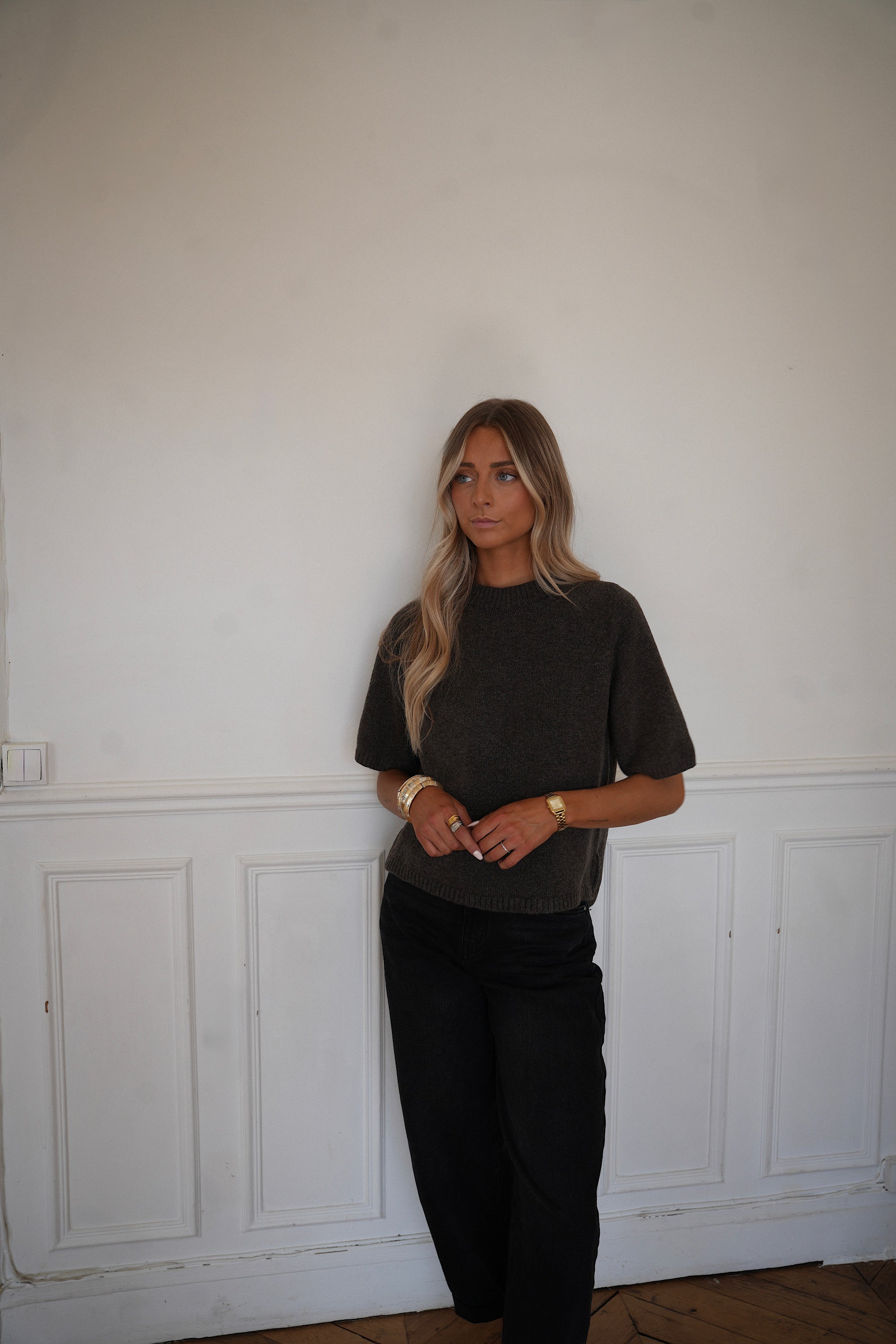 Raven taupe - Pull manches courtes