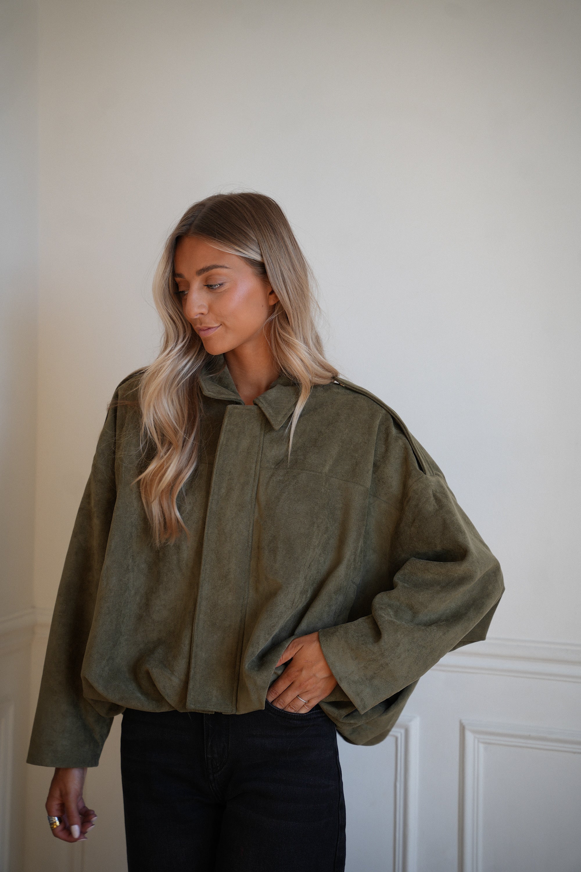 Delfine kaki - Veste suédée