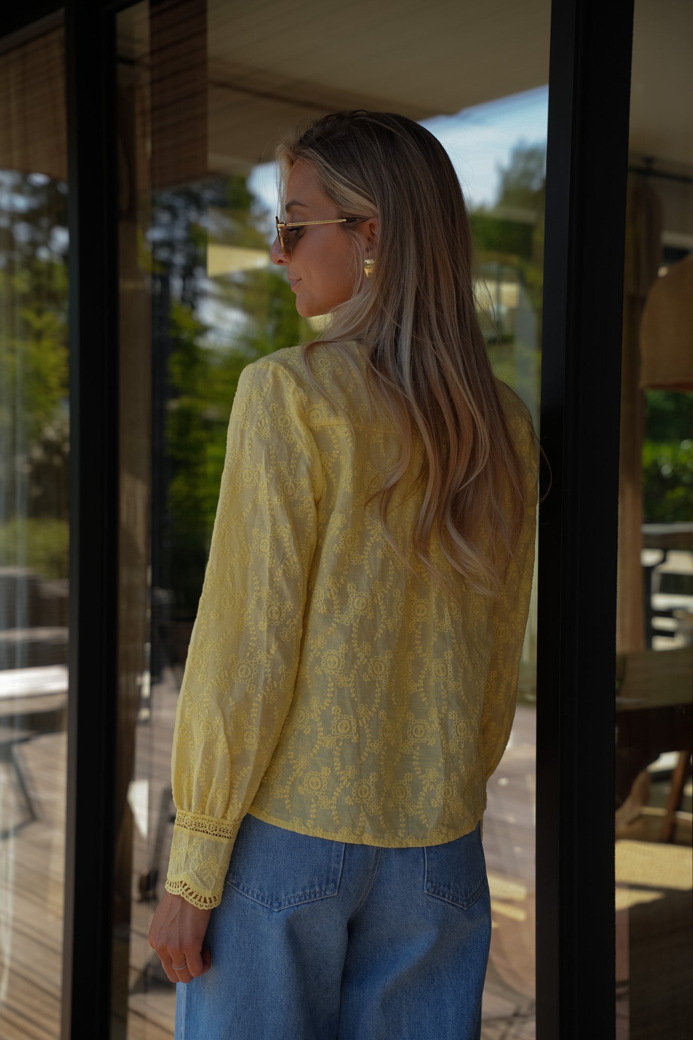 Carolyn jaune - Blouse brodée