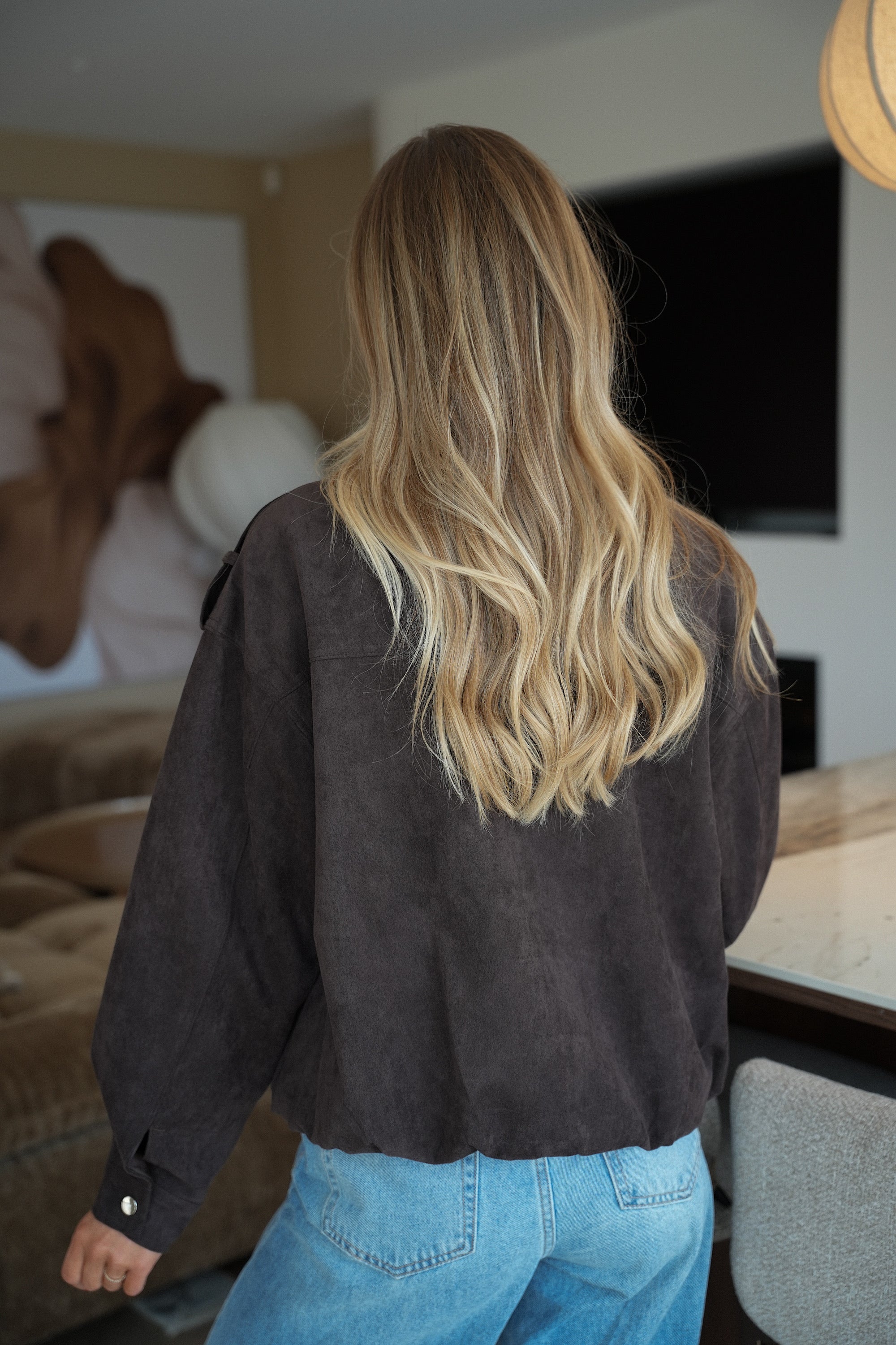 Maylan chocolat - Veste suédée