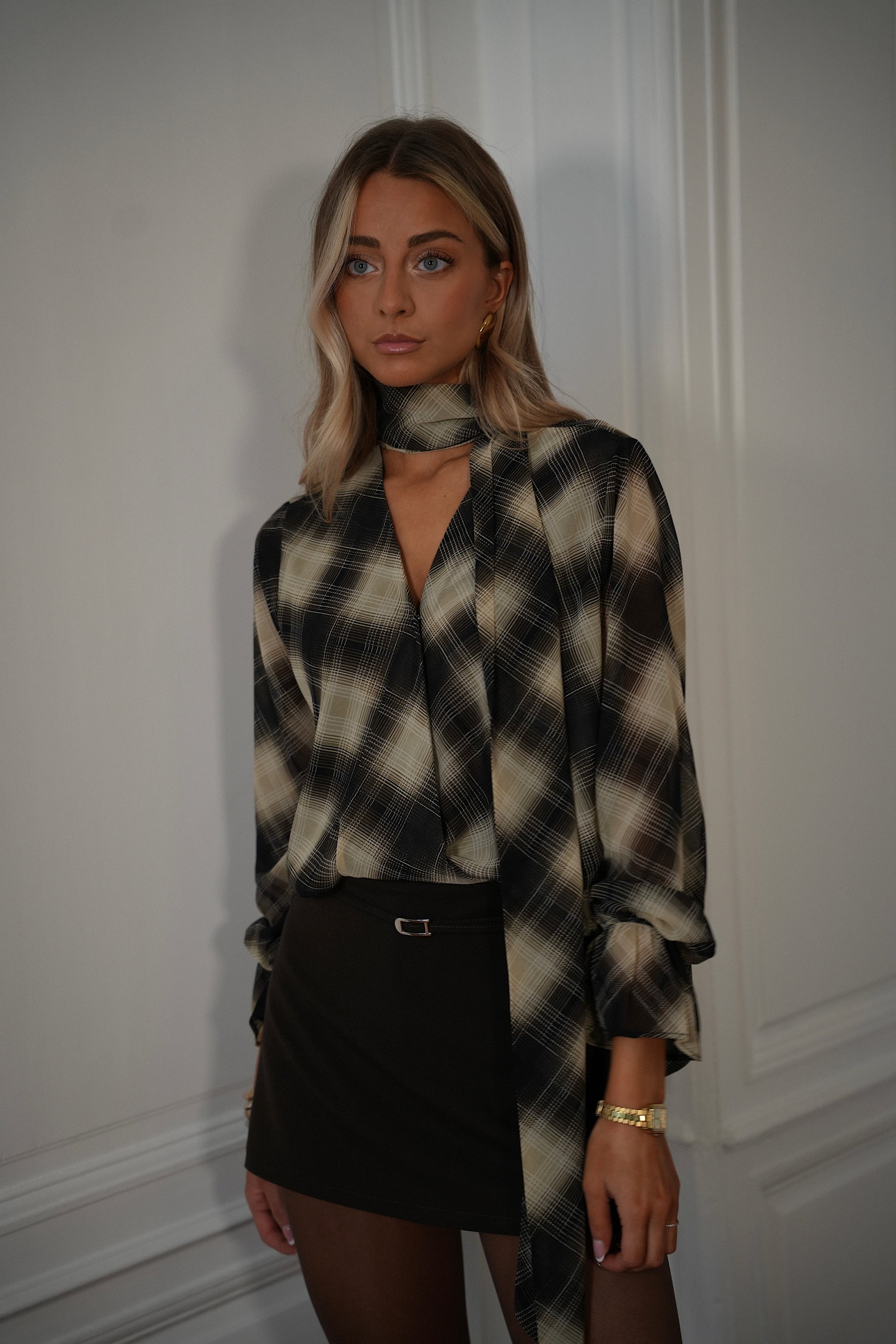 Sella beige - Blouse à carreaux