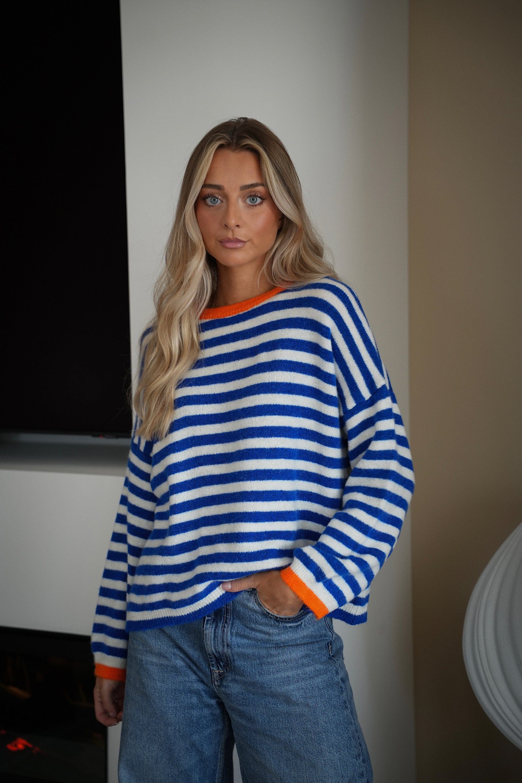 Laora bleu - Pull rayé