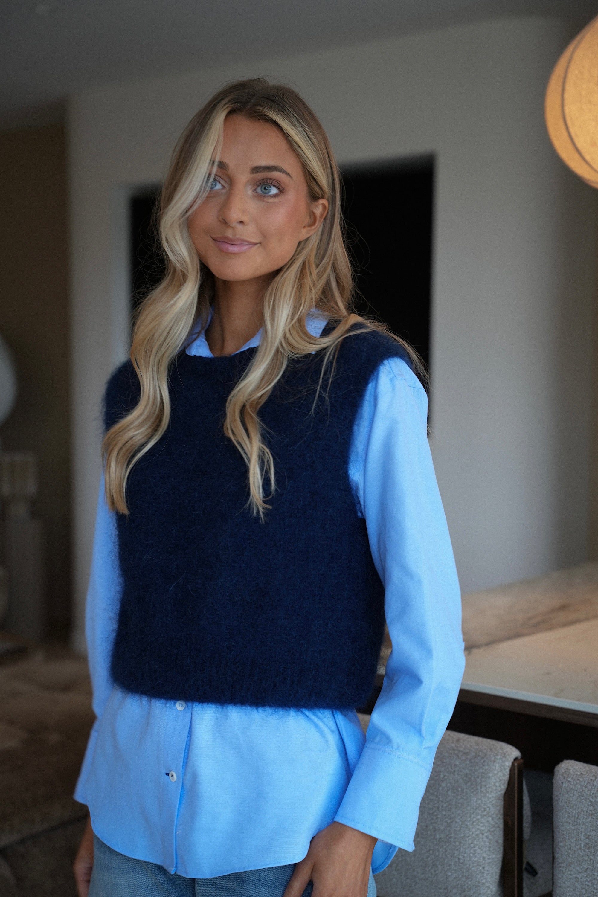 Polino marine - Pull sans manches