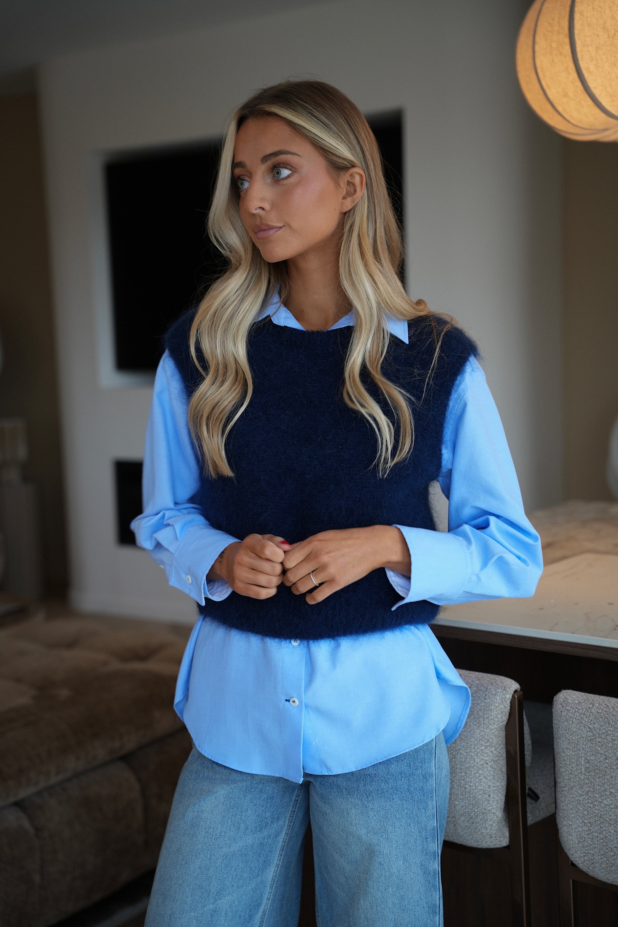 Polino marine - Pull sans manches