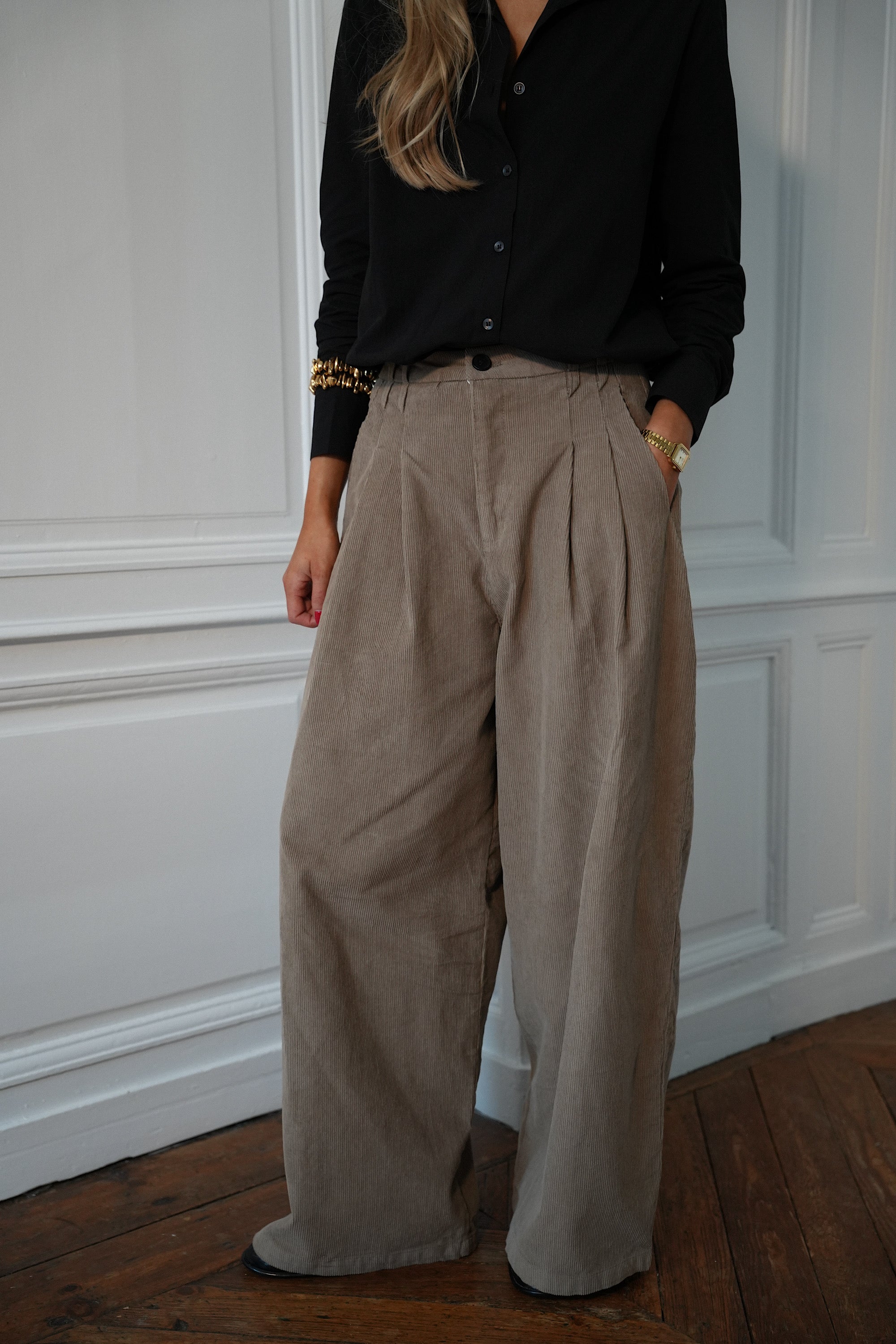 Max beige - Pantalon velours