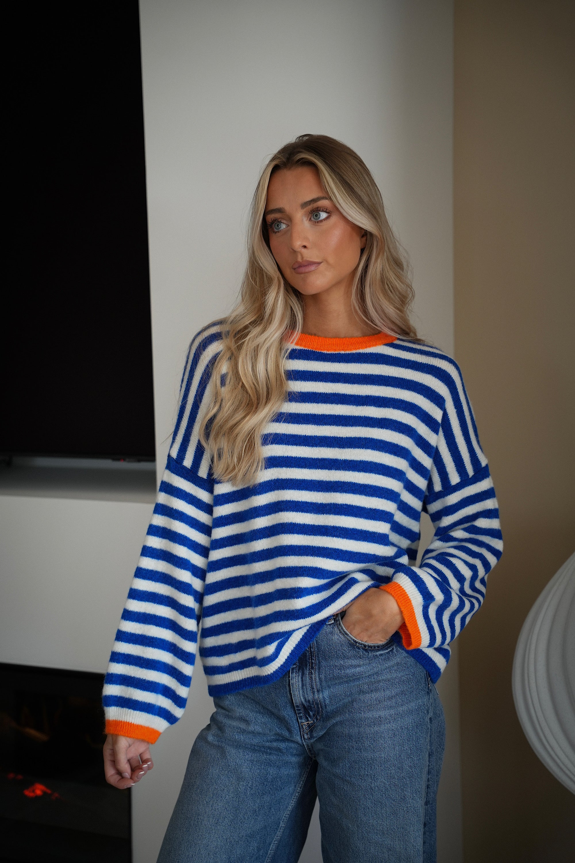 Laora bleu - Pull rayé