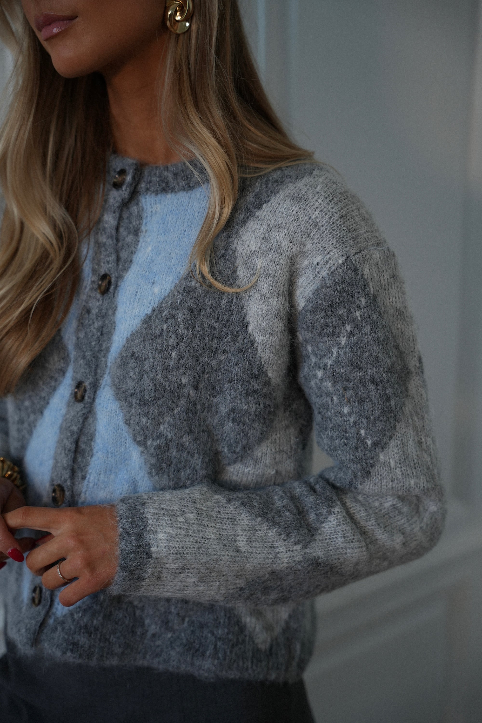 Elma gris clair - Gilet losanges