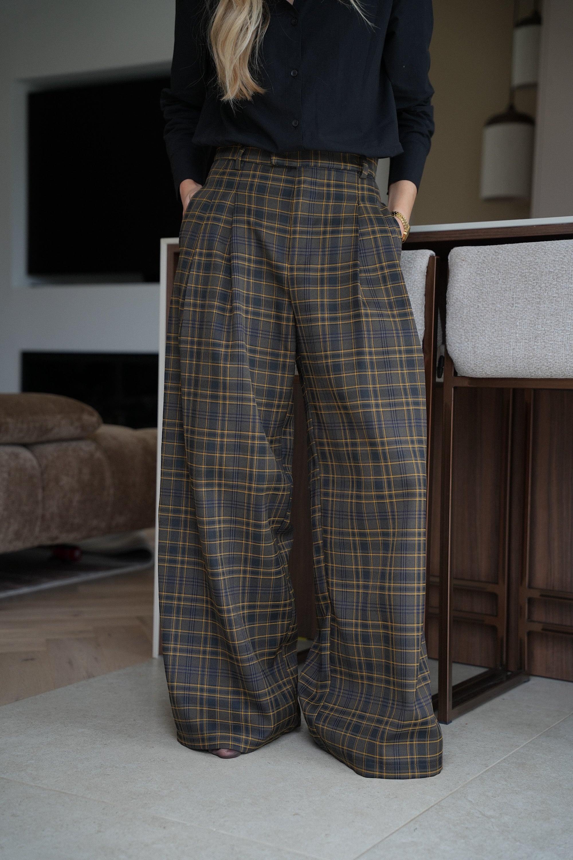 Lola jaune - Pantalon à carreaux