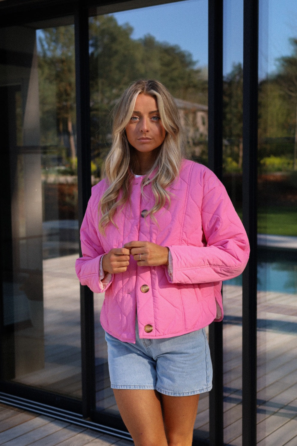 Charline rose - Veste matelassée