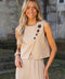 Amanda taupe - Top boutonné