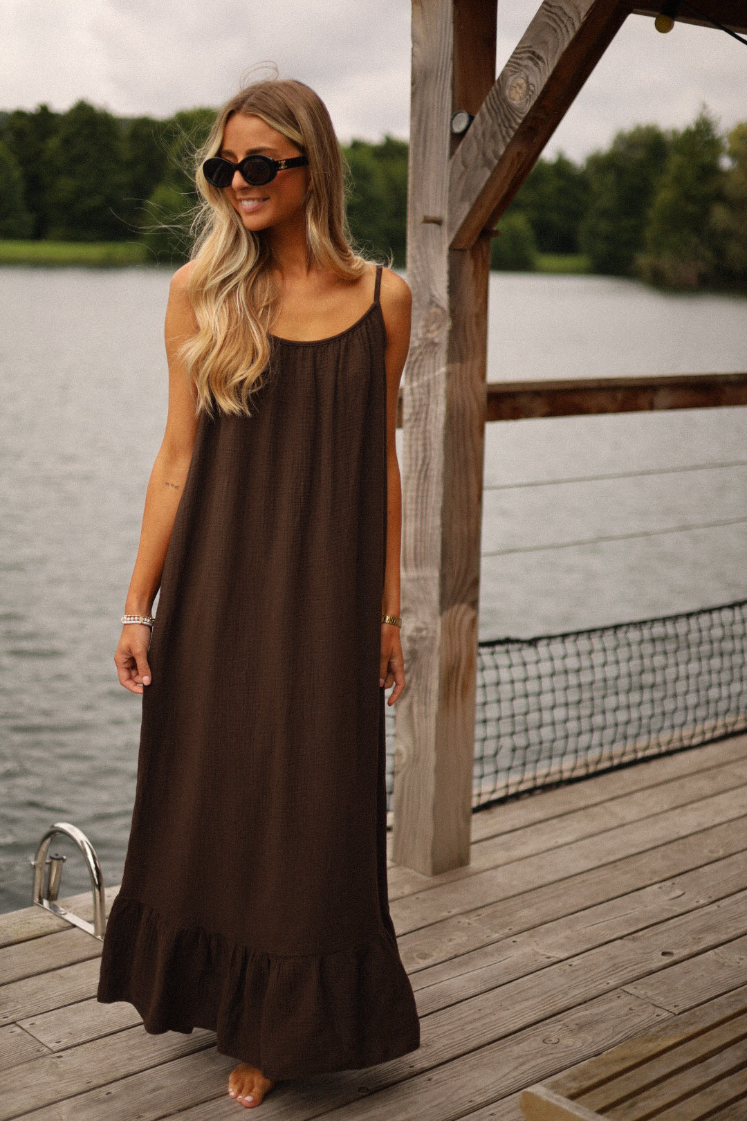 Alissia chocolat - Robe gaze de coton