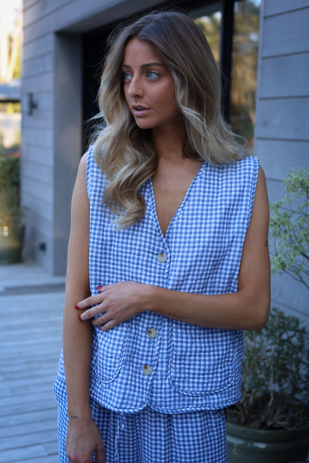 Maud bleue - Veste vichy