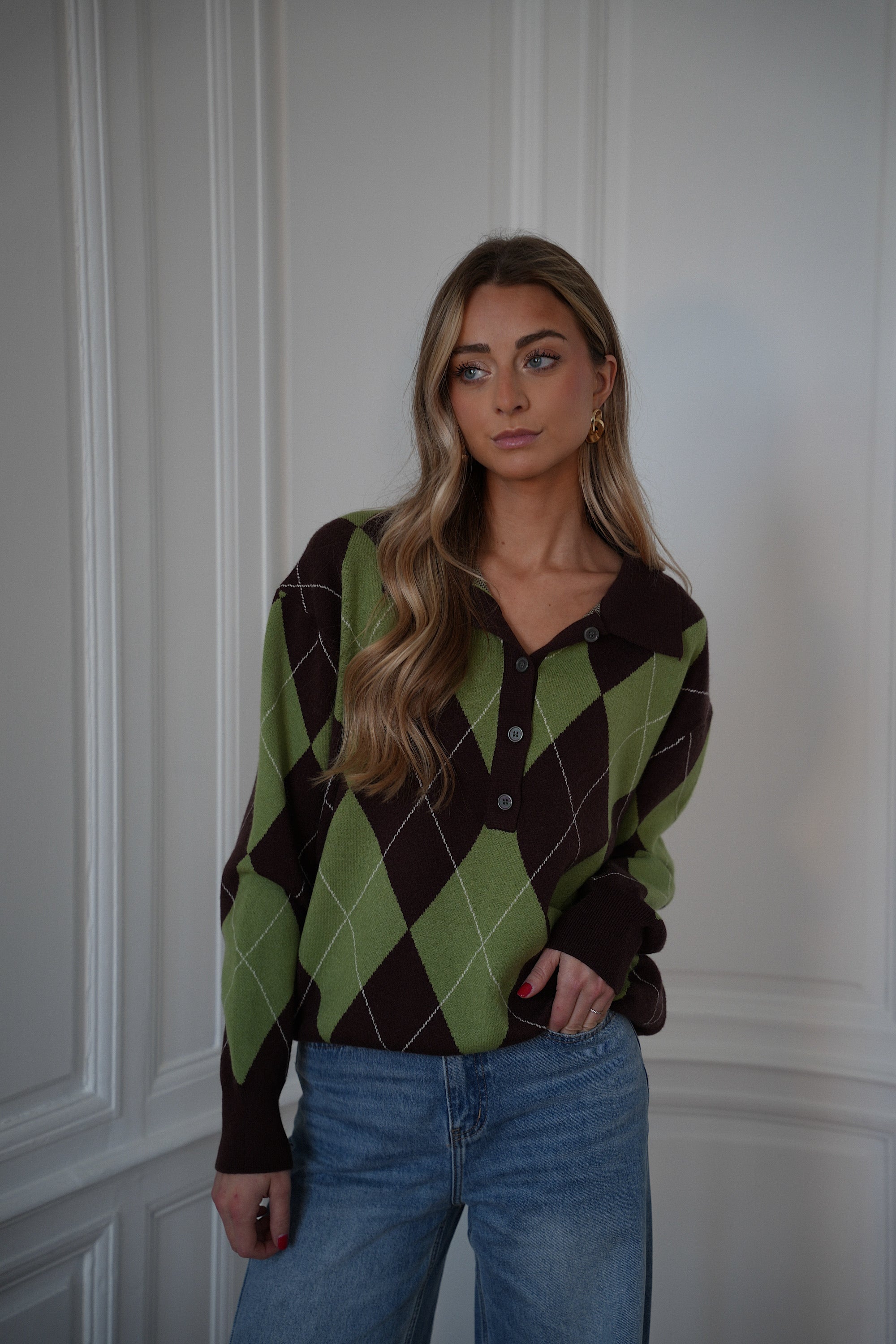 Solan vert - Pull losanges