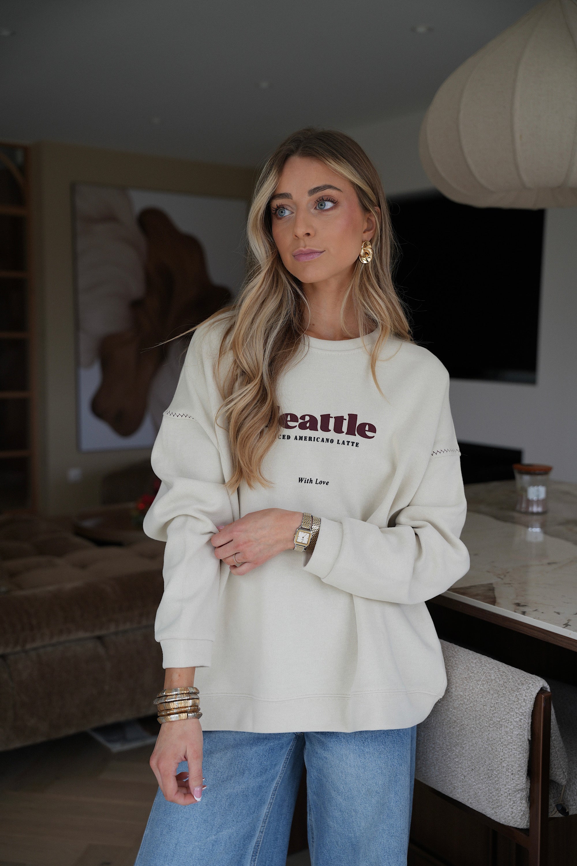 Seattle crème - Sweat-shirt ample