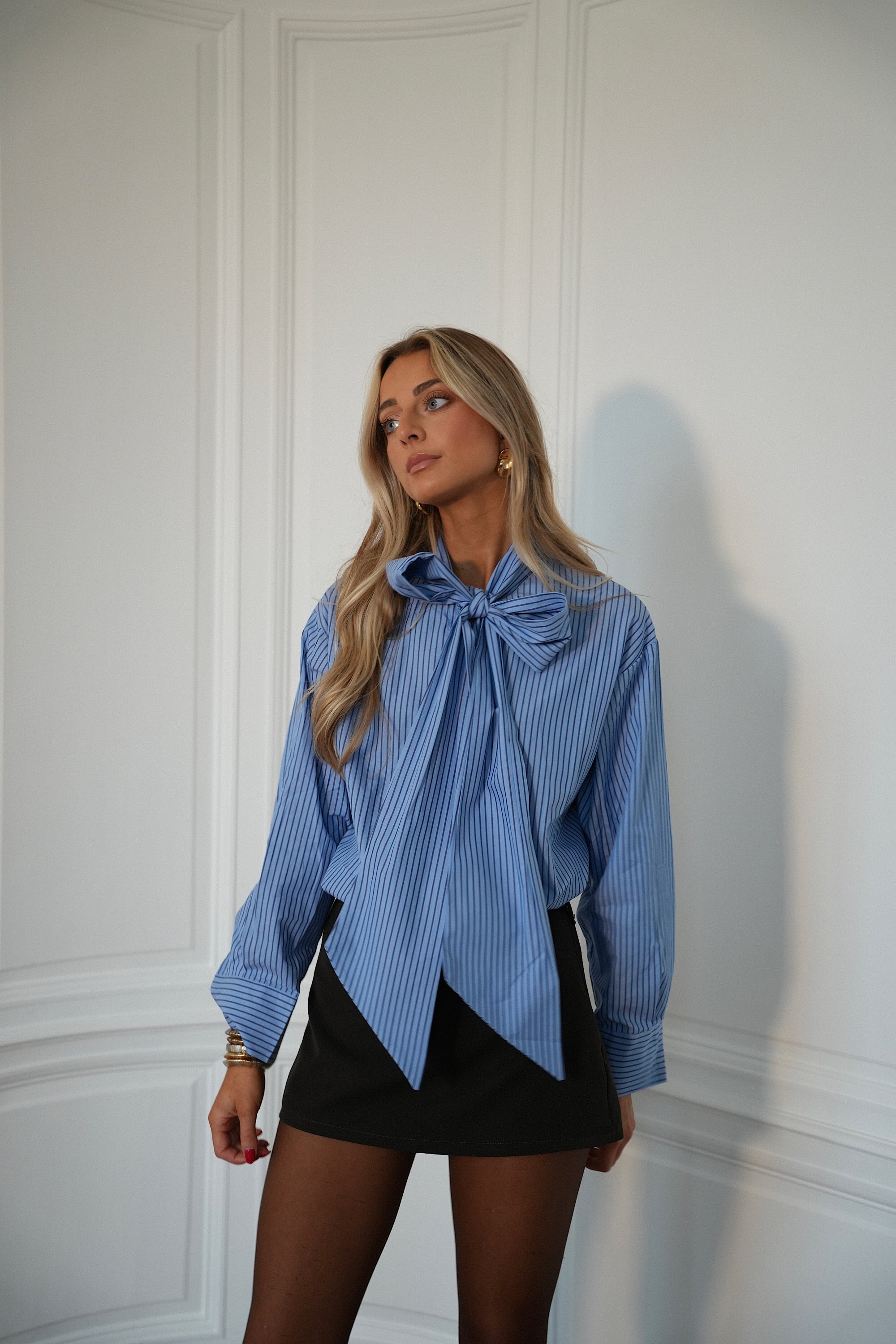 Camila bleue - Blouse rayée