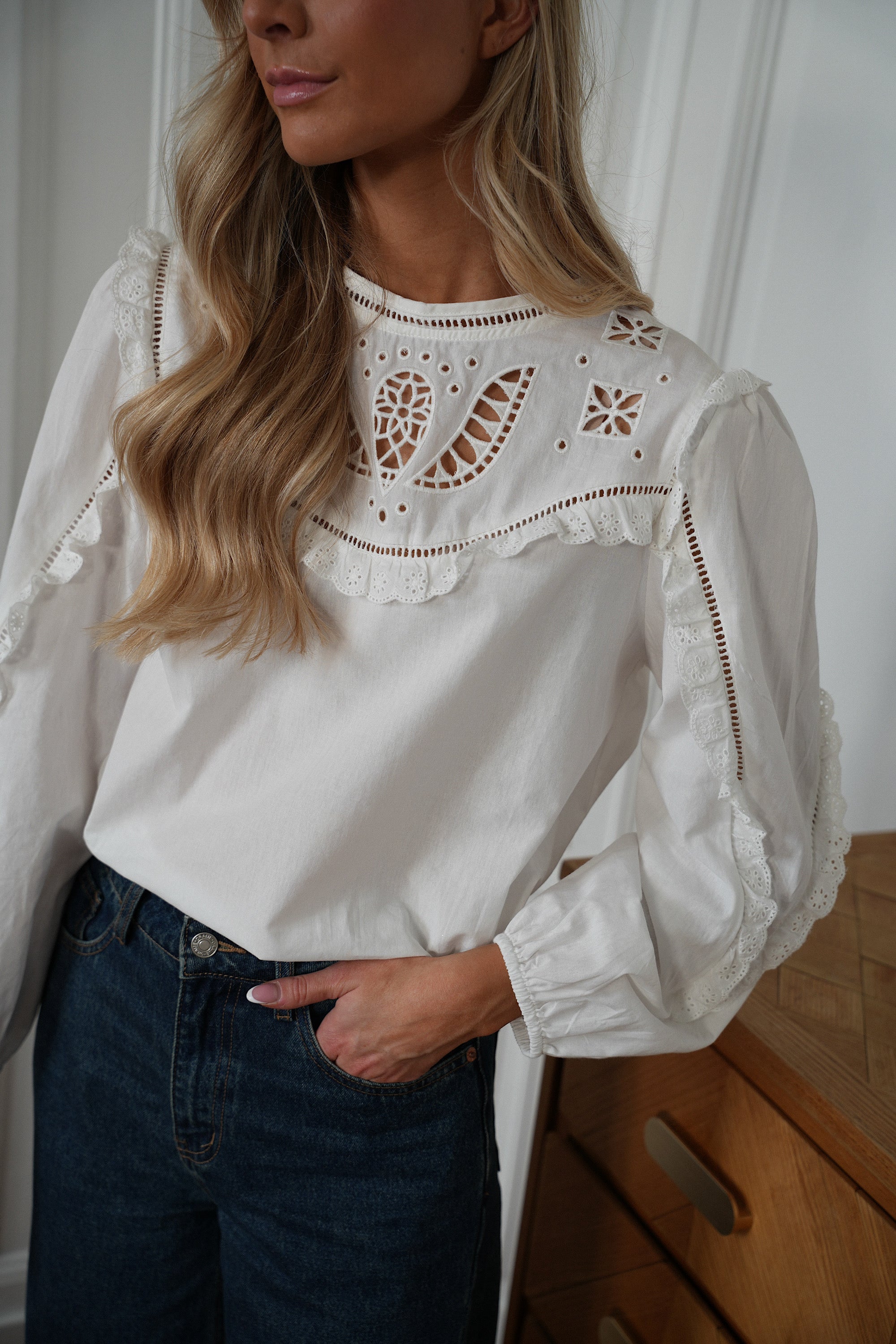 Ines blanche - Blouse brodée