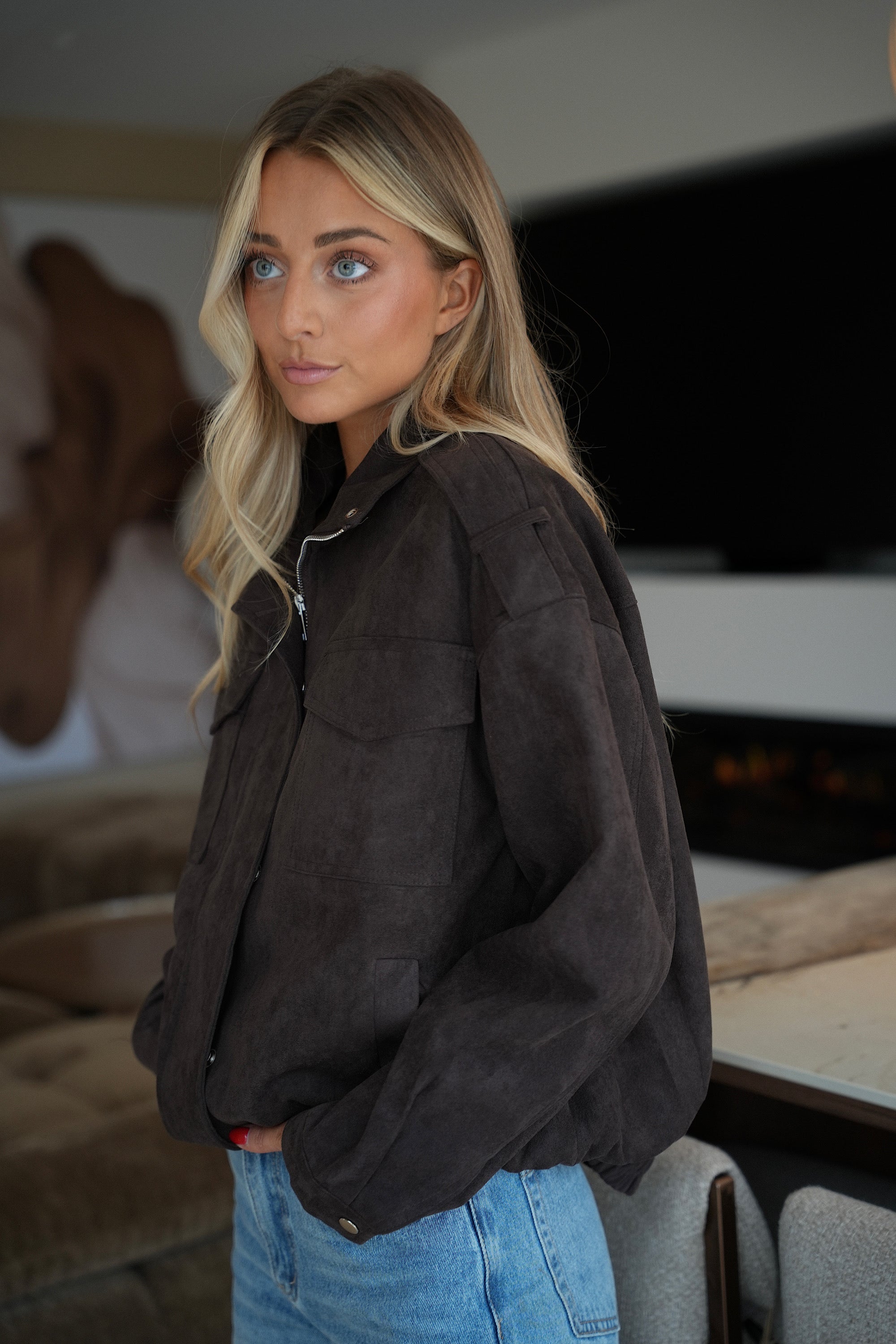 Maylan chocolat - Veste suédée