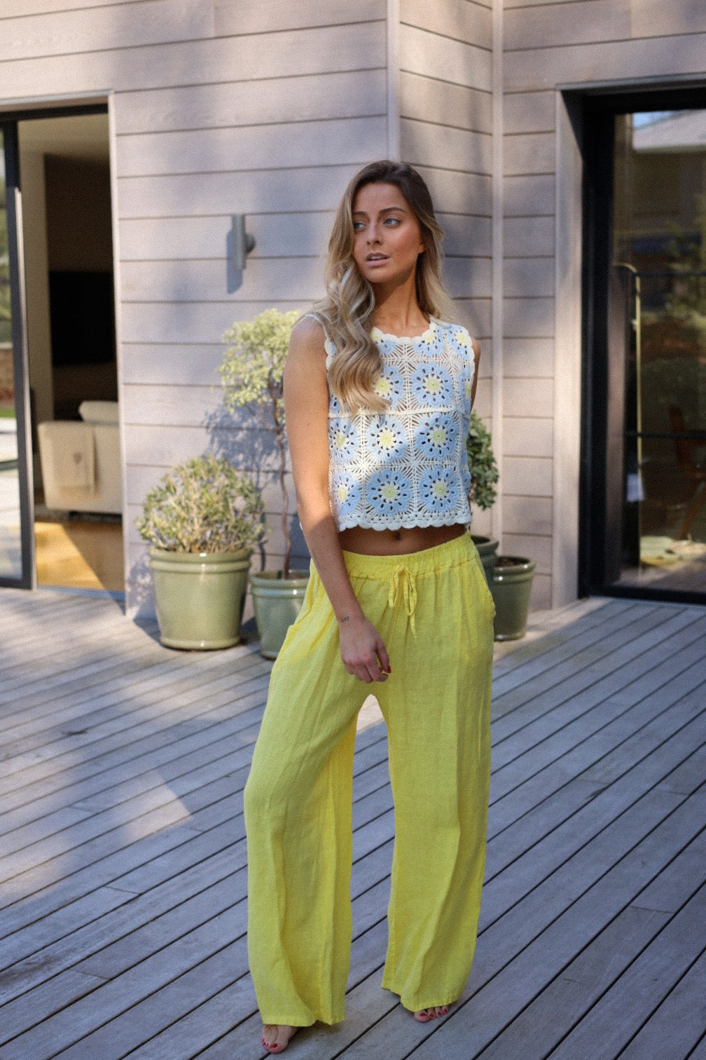Lindie jaune - Pantalon lin
