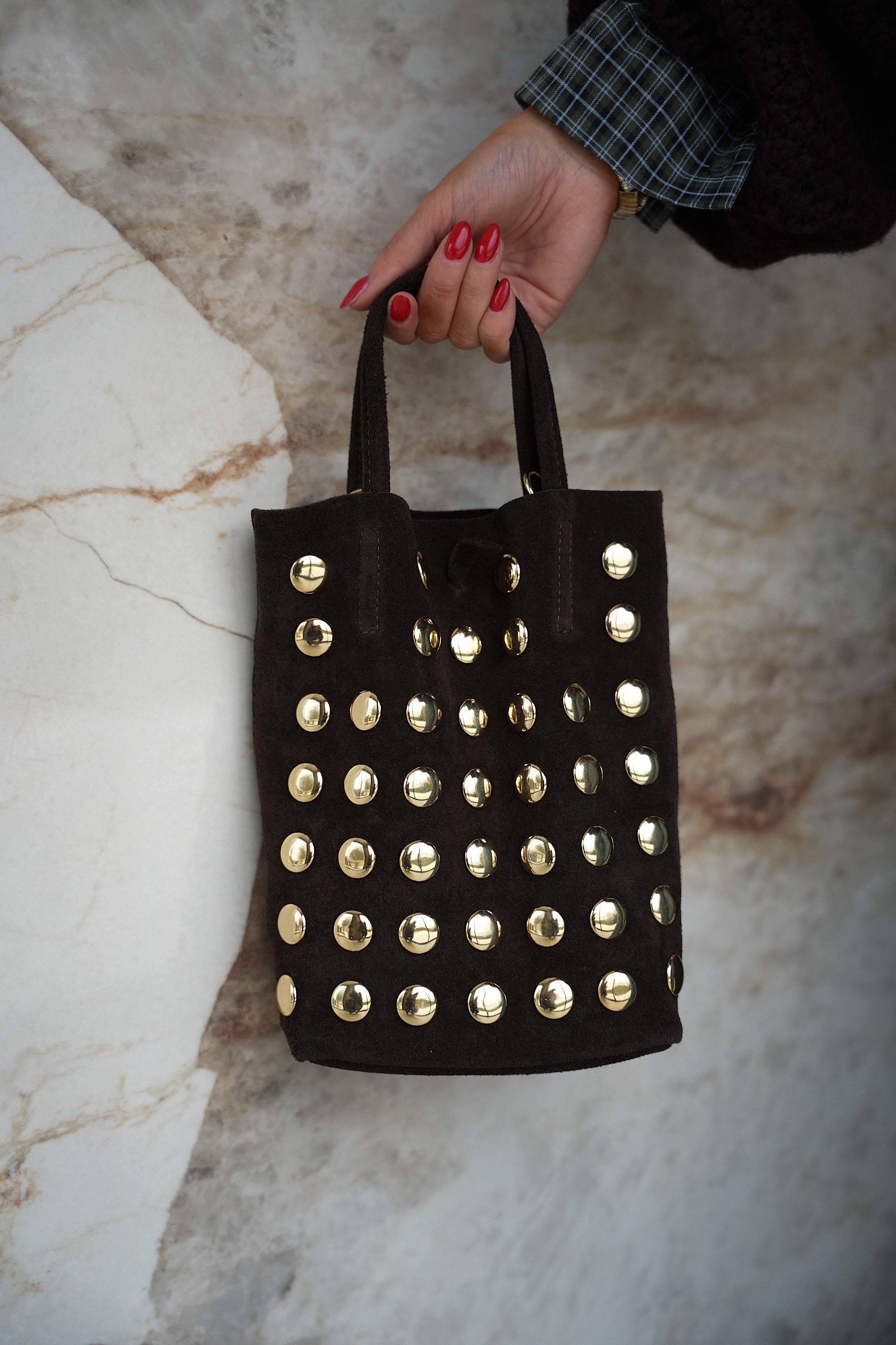 Oslo chocolat - Sac clouté