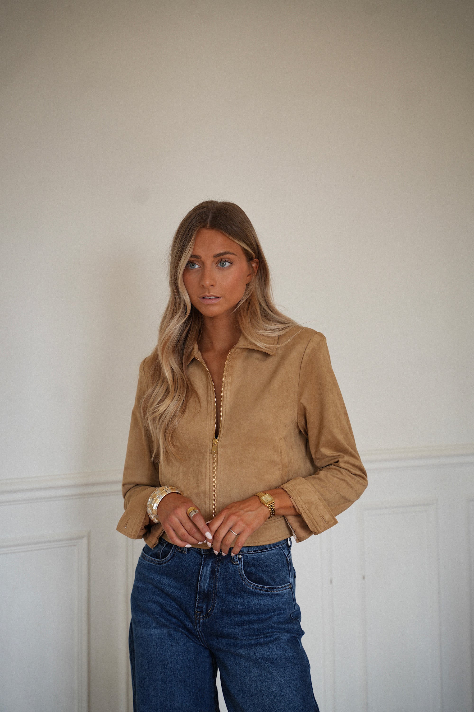 Ermione camel - Veste suédée
