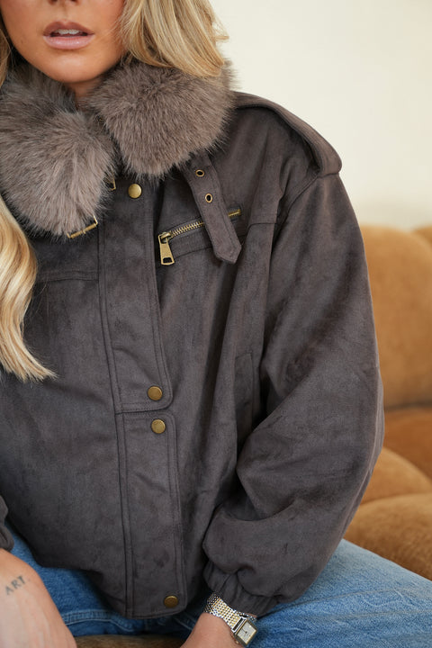 Coline chocolat - Manteau fourré