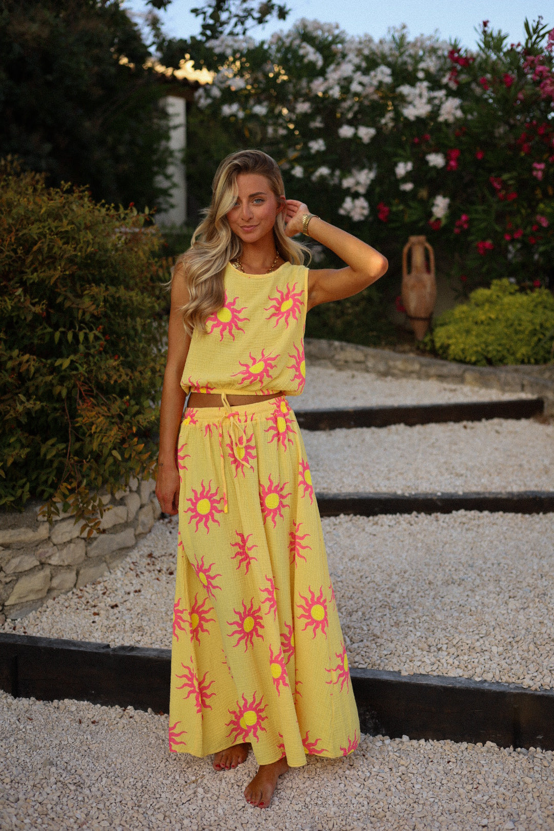 Solena jaune - Ensemble gaze de coton