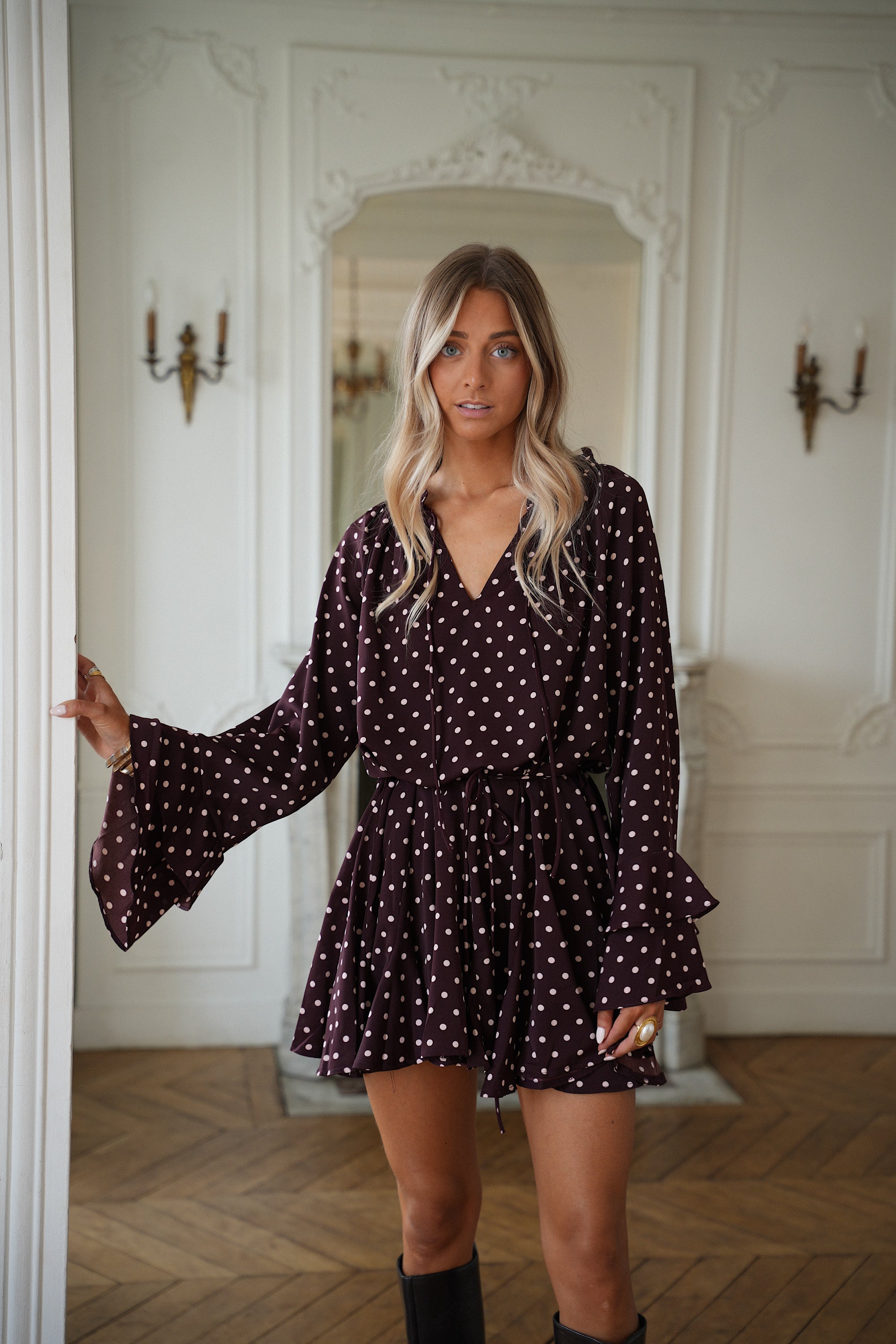 Fridda prune - Robe à pois