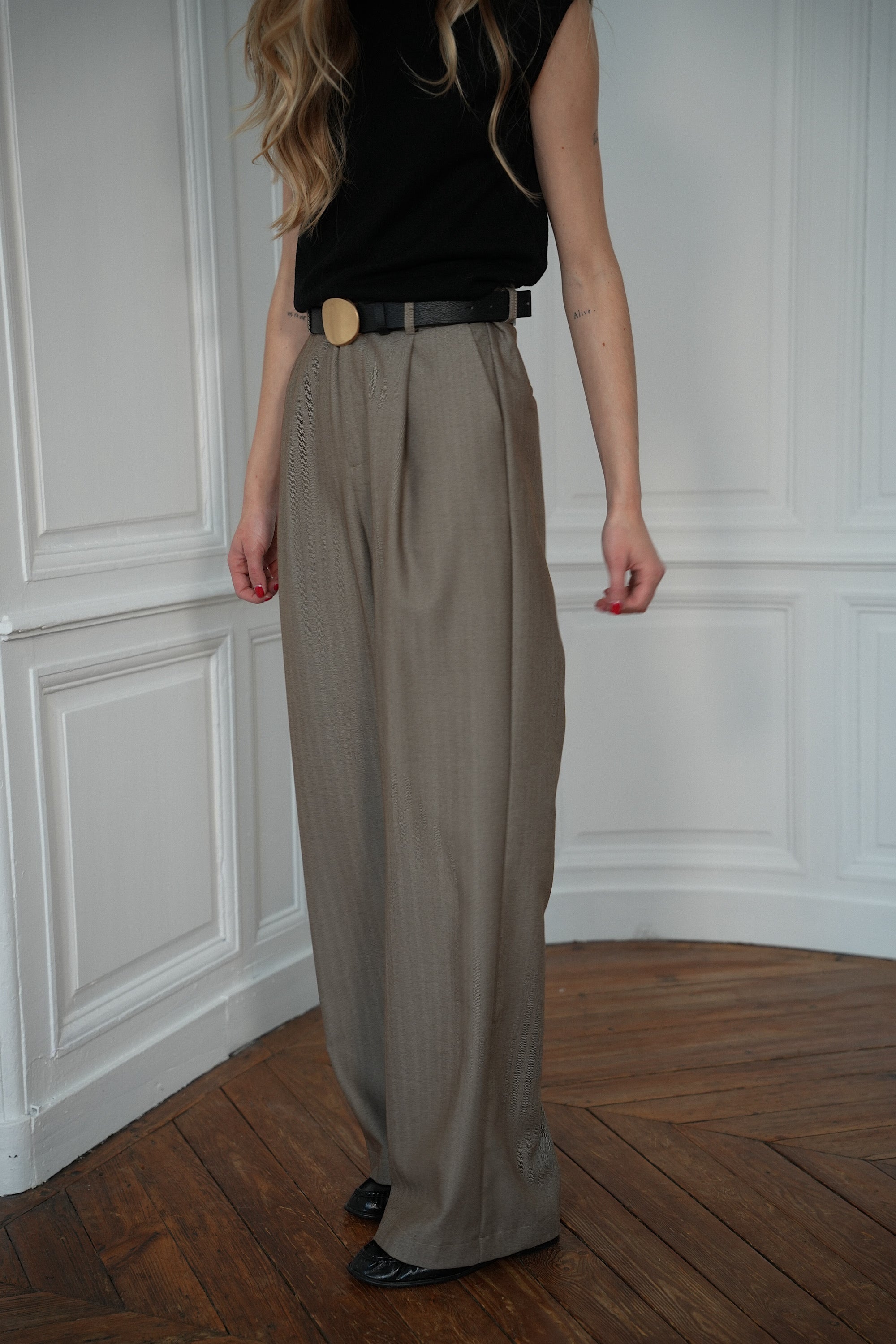 Léonard taupe - Pantalon droit