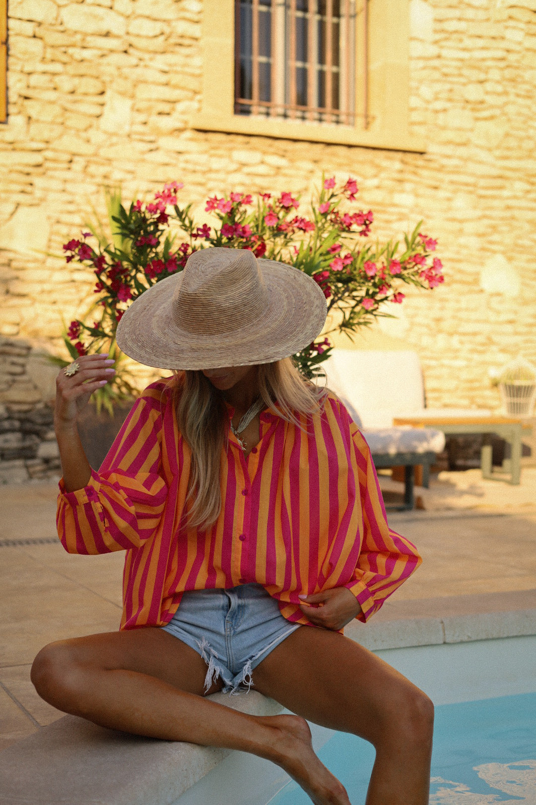 Polly orange - Blouse rayée