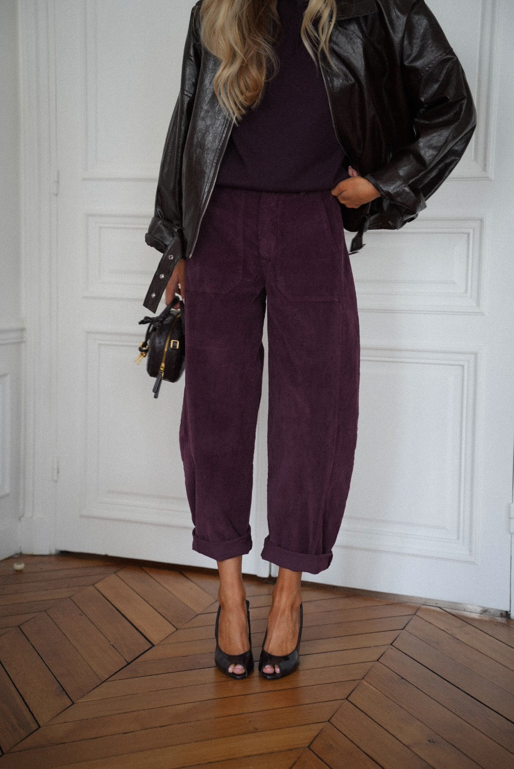 Elly prune - Pantalon velours