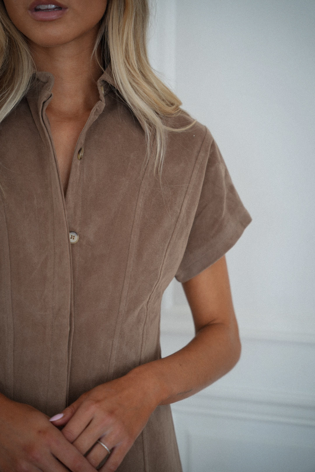 Sabrina taupe - Robe suédée