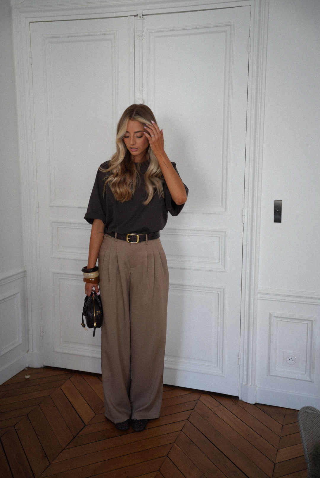 Achille taupe - Pantalon droit