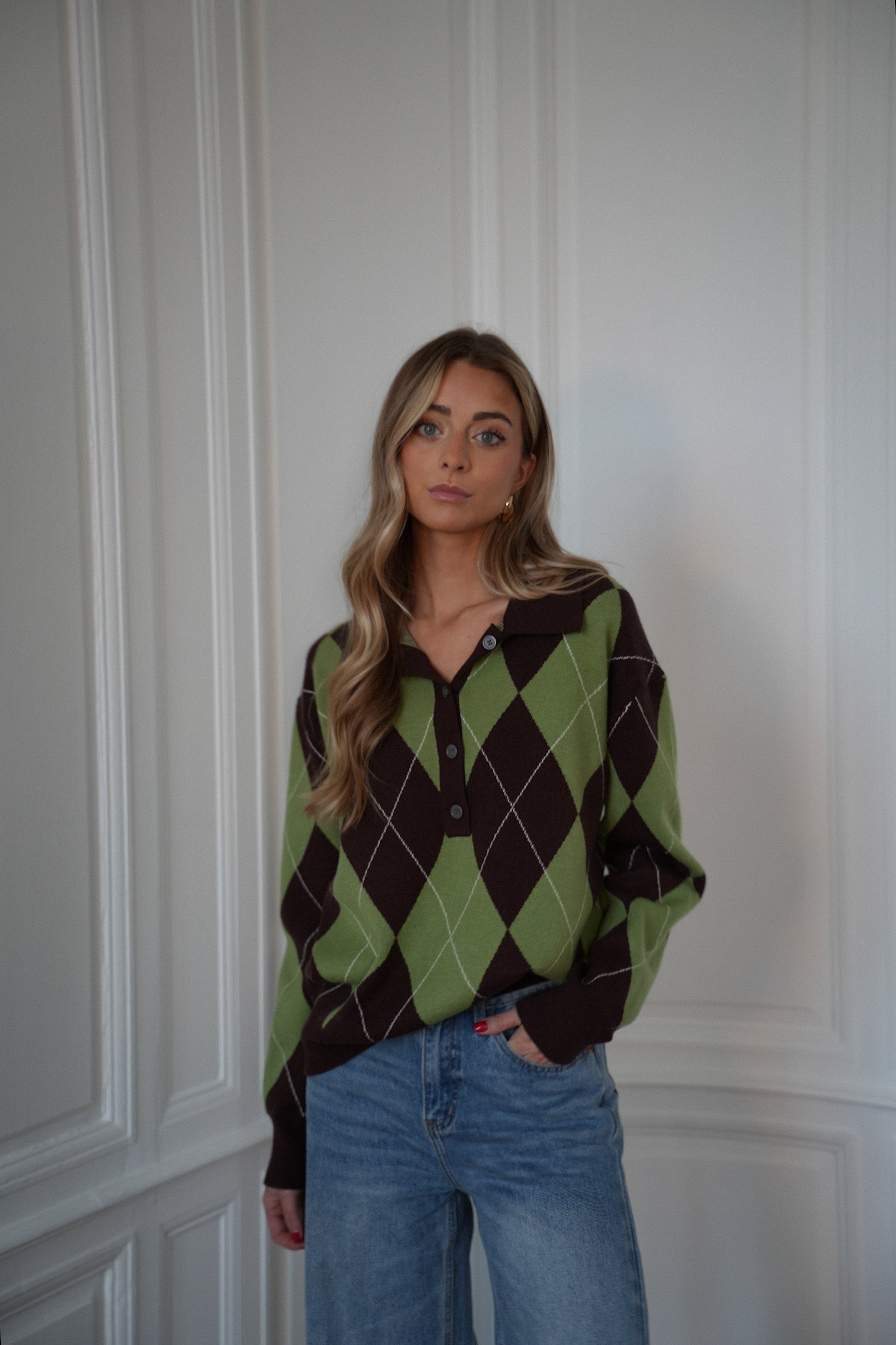 Solan vert - Pull losanges