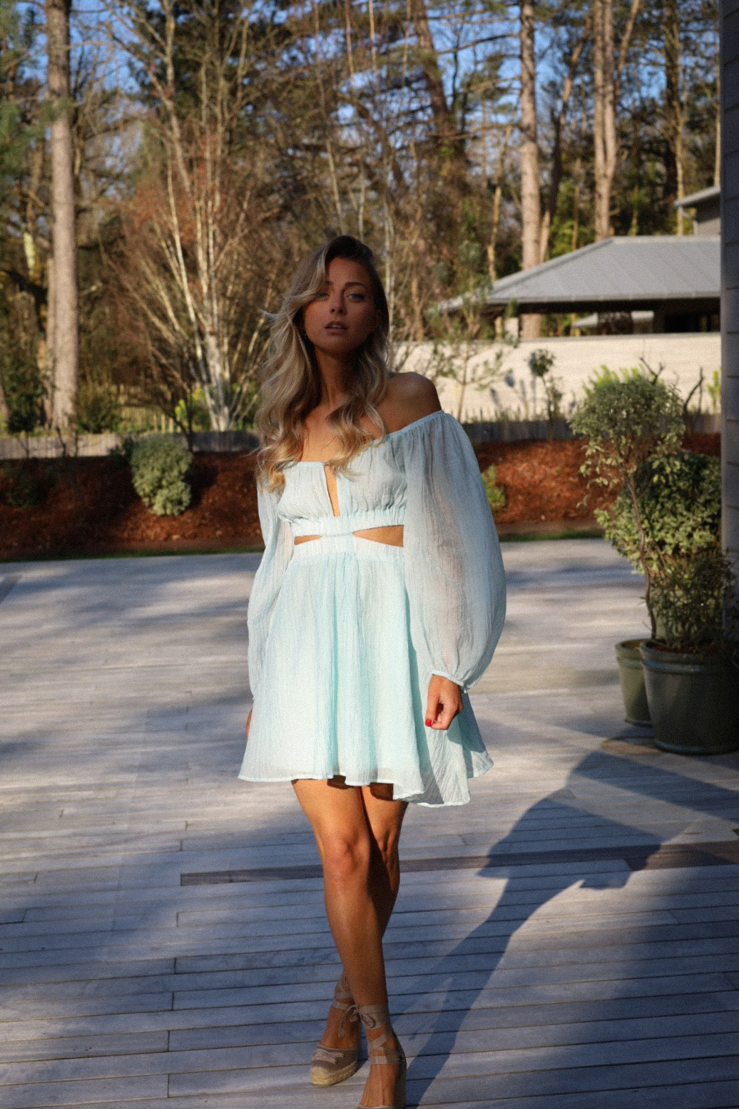 Mina bleue - Robe bardot