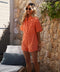 Justine orange - Combishort en jean