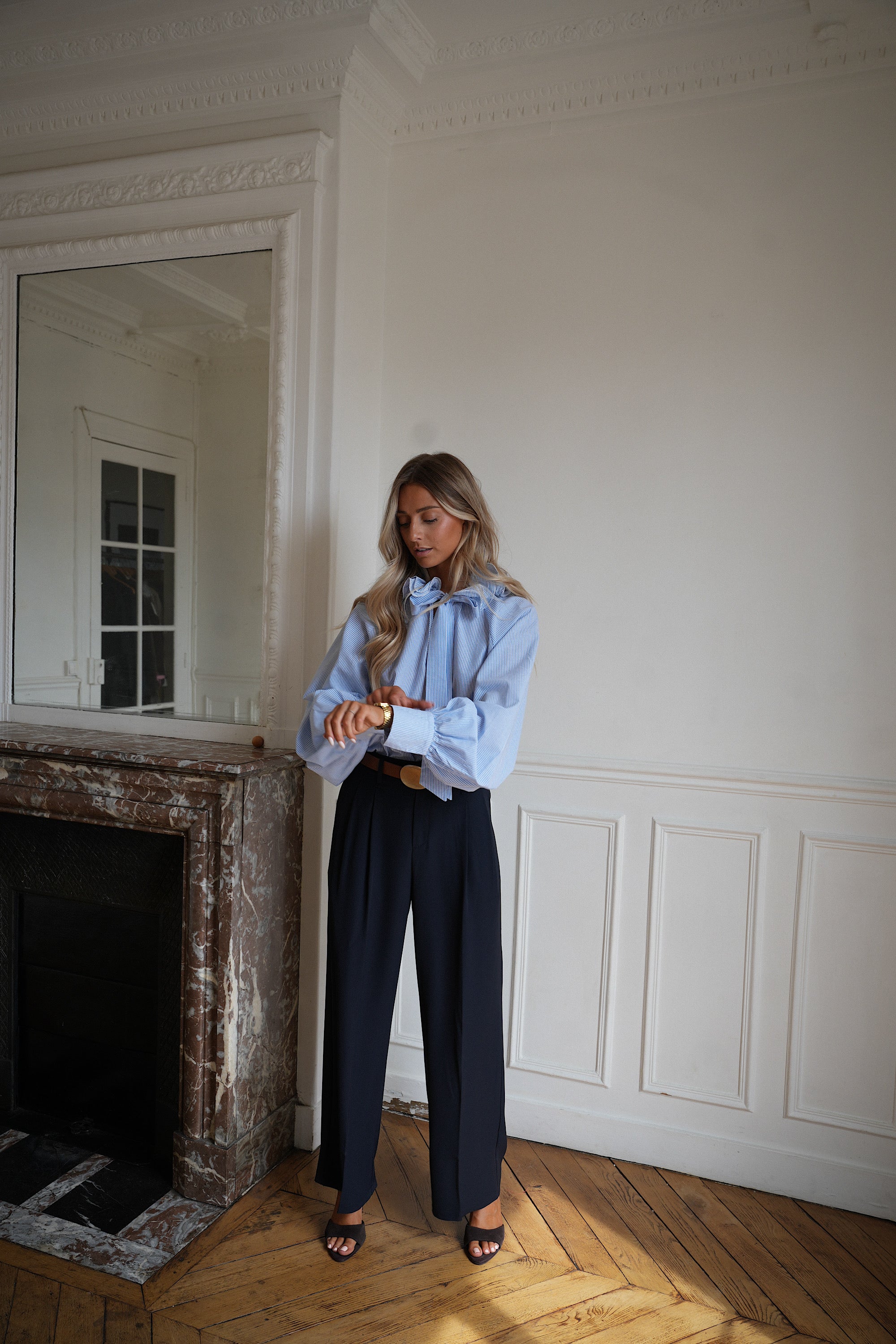 Paola bleue - Blouse rayée