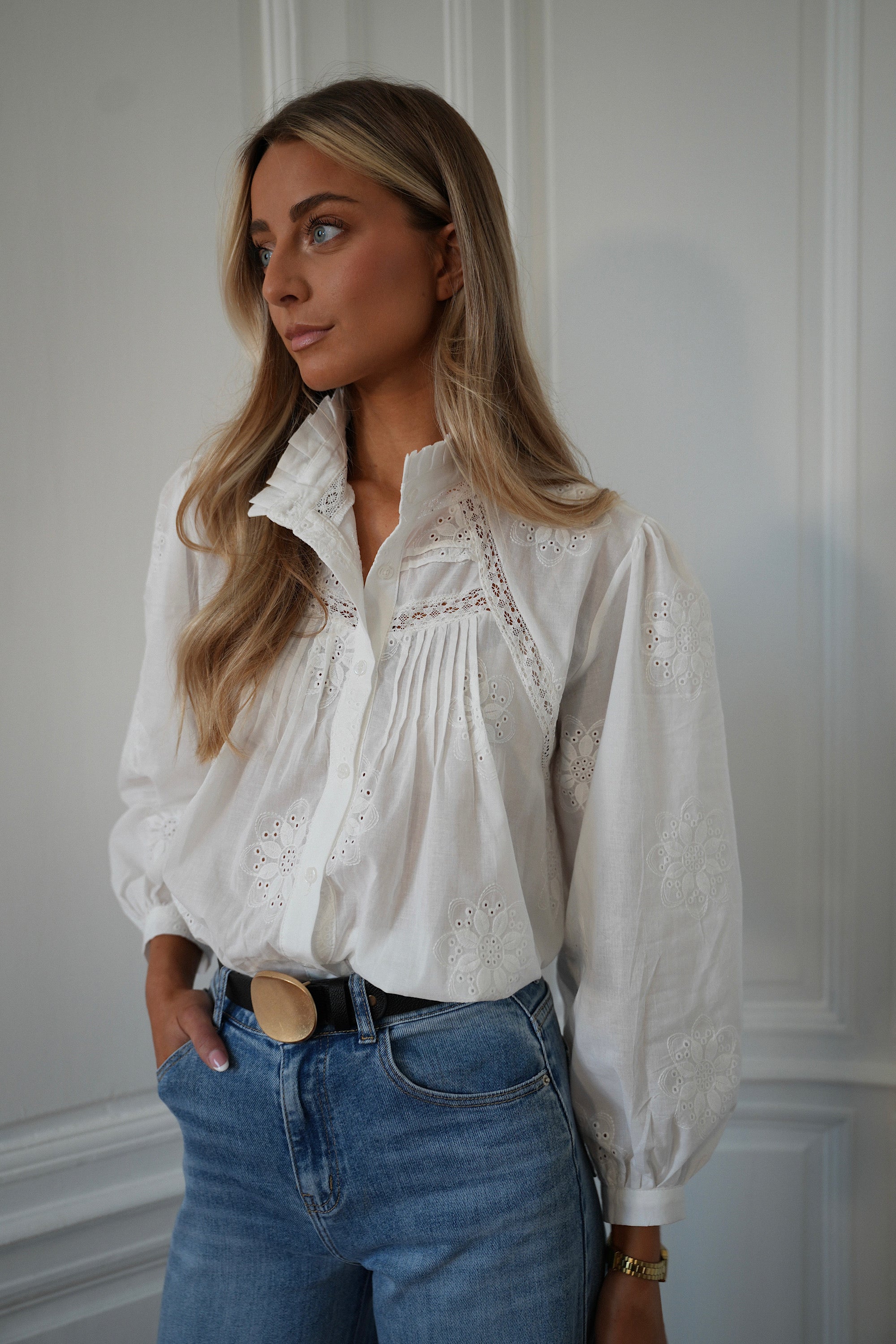 Safia blanche - Blouse brodée